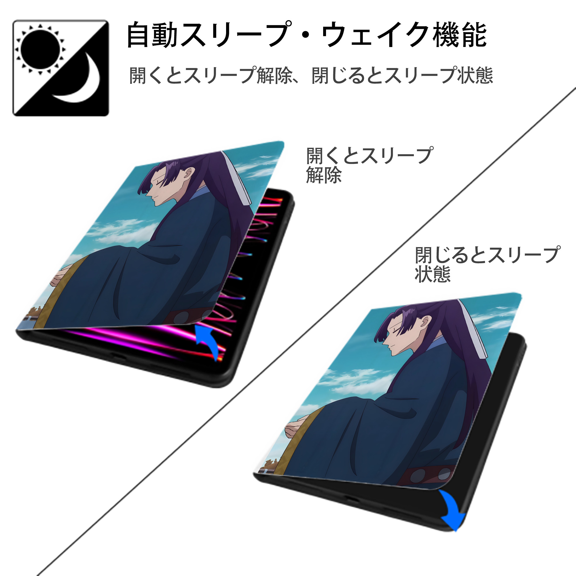 薬屋のひとりごと The Apothecary Diaries IPad ケース ペン収納付き 三つ折りスタンド PUレザー×シリコン 対応機種9.5/10.5/10.9インチ