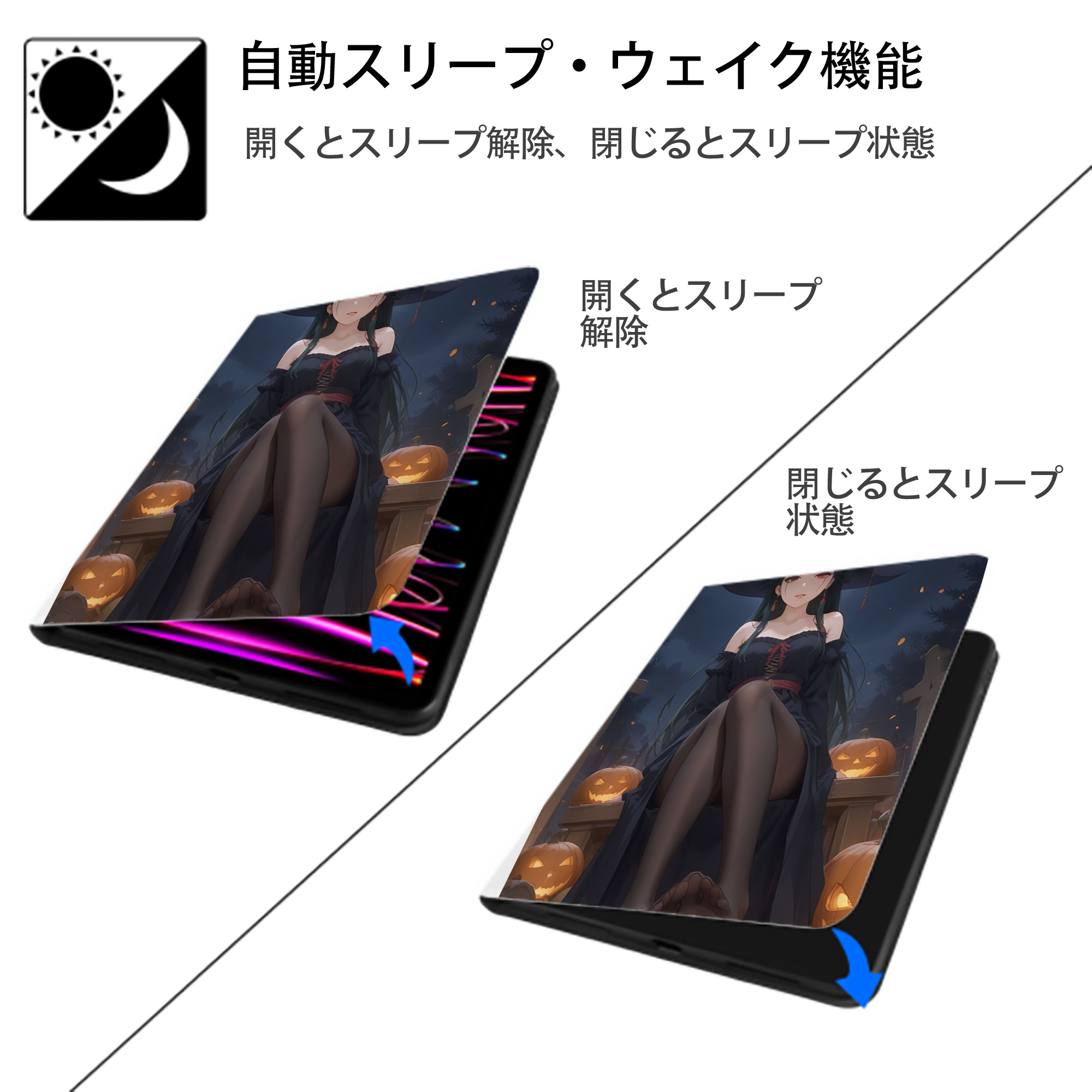 薬屋のひとりごと The Apothecary Diaries IPad ケース ペン収納付き 三つ折りスタンド PUレザー×シリコン 対応機種9.5/10.5/10.9インチ