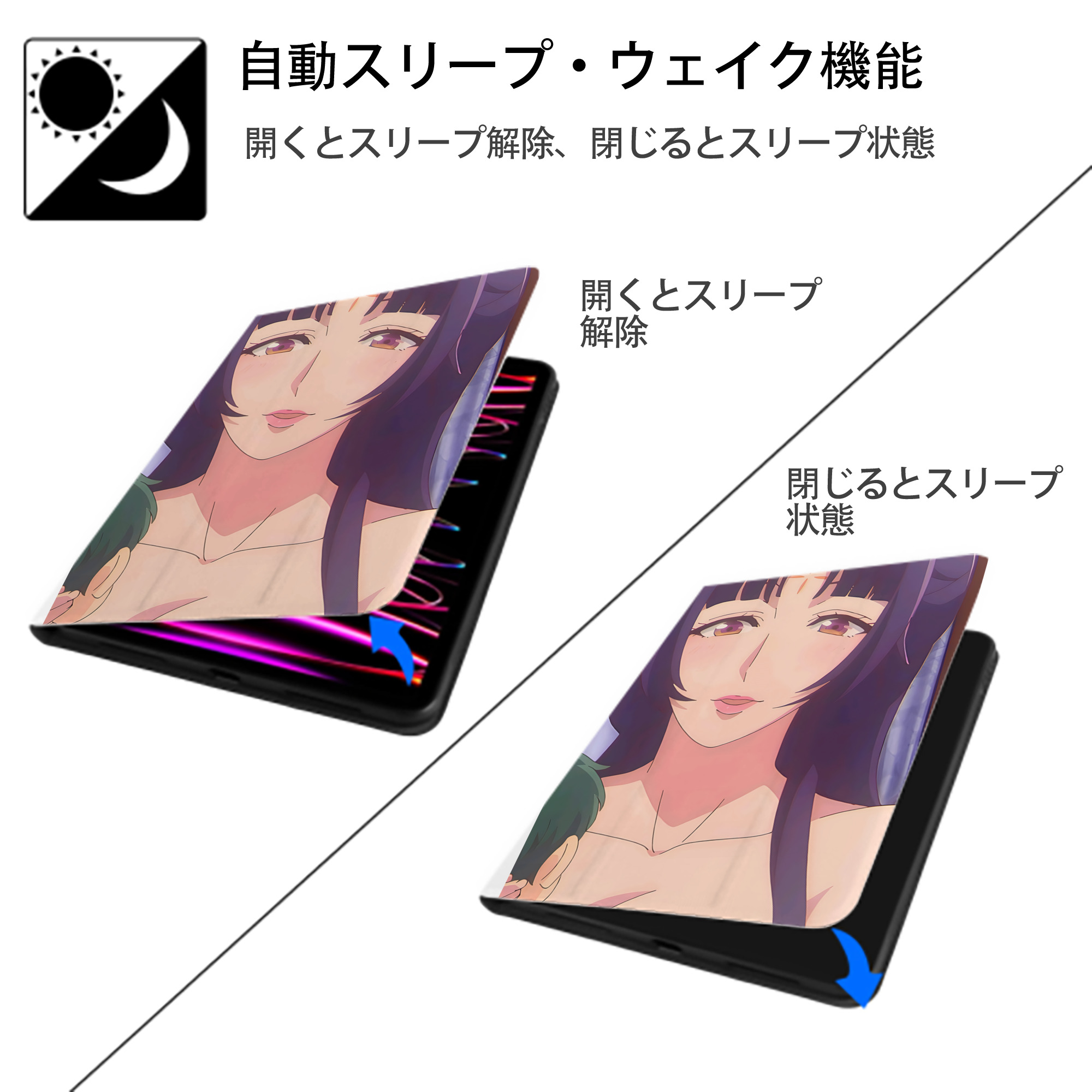 薬屋のひとりごと The Apothecary Diaries IPad ケース ペン収納付き 三つ折りスタンド PUレザー×シリコン 対応機種9.5/10.5/10.9インチ