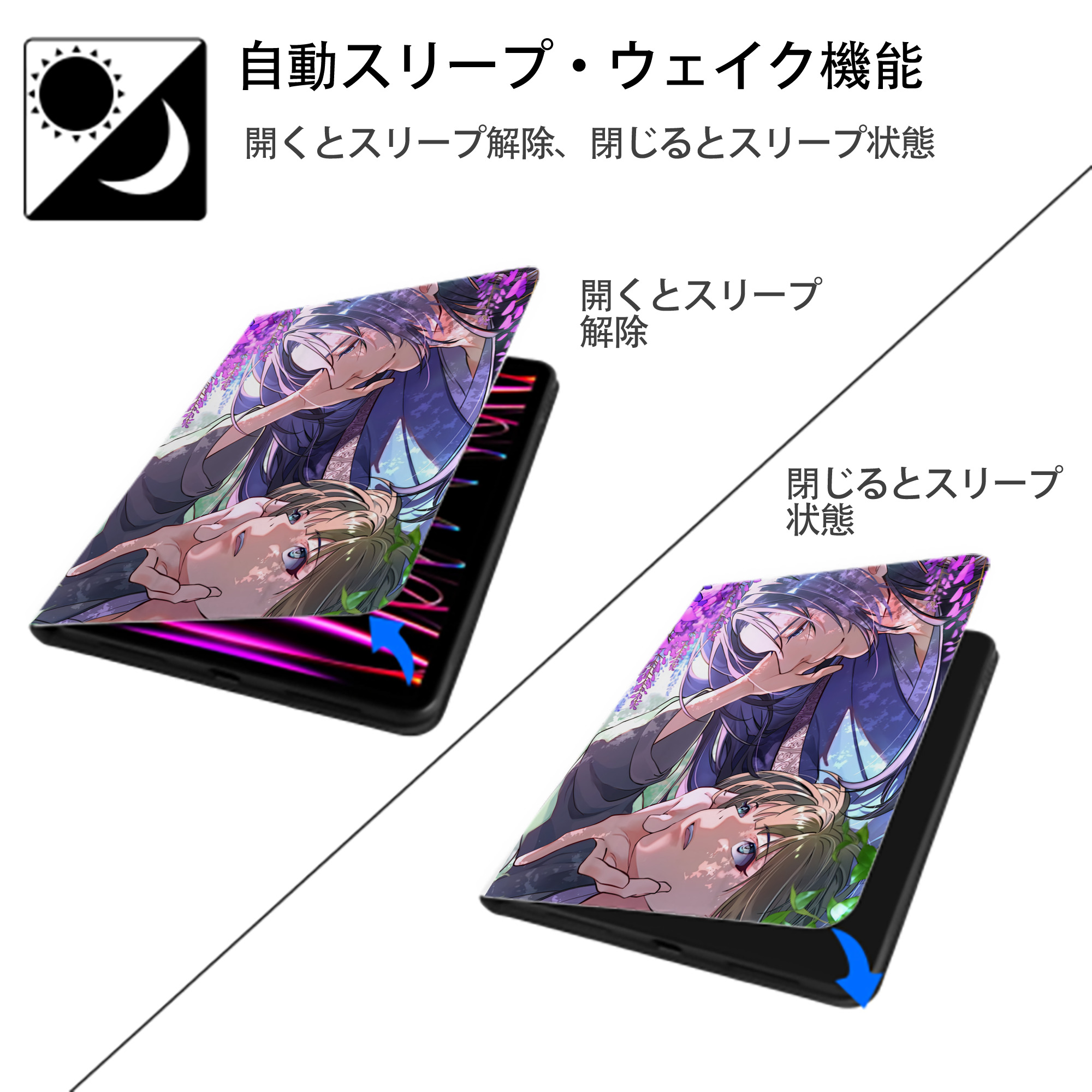 薬屋のひとりごと The Apothecary Diaries IPad ケース ペン収納付き 三つ折りスタンド PUレザー×シリコン 対応機種9.5/10.5/10.9インチ