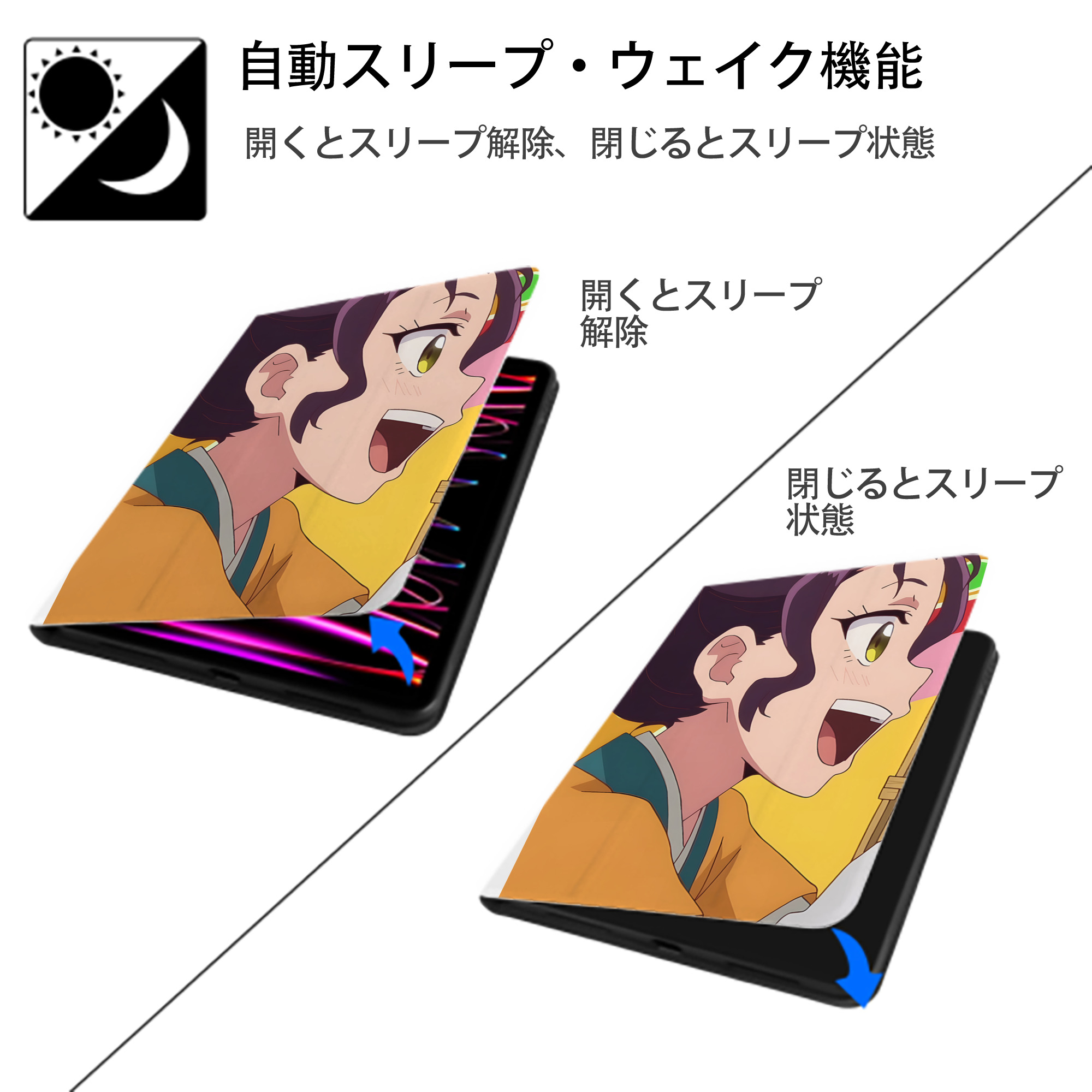 薬屋のひとりごと The Apothecary Diaries IPad ケース ペン収納付き 三つ折りスタンド PUレザー×シリコン 対応機種9.5/10.5/10.9インチ