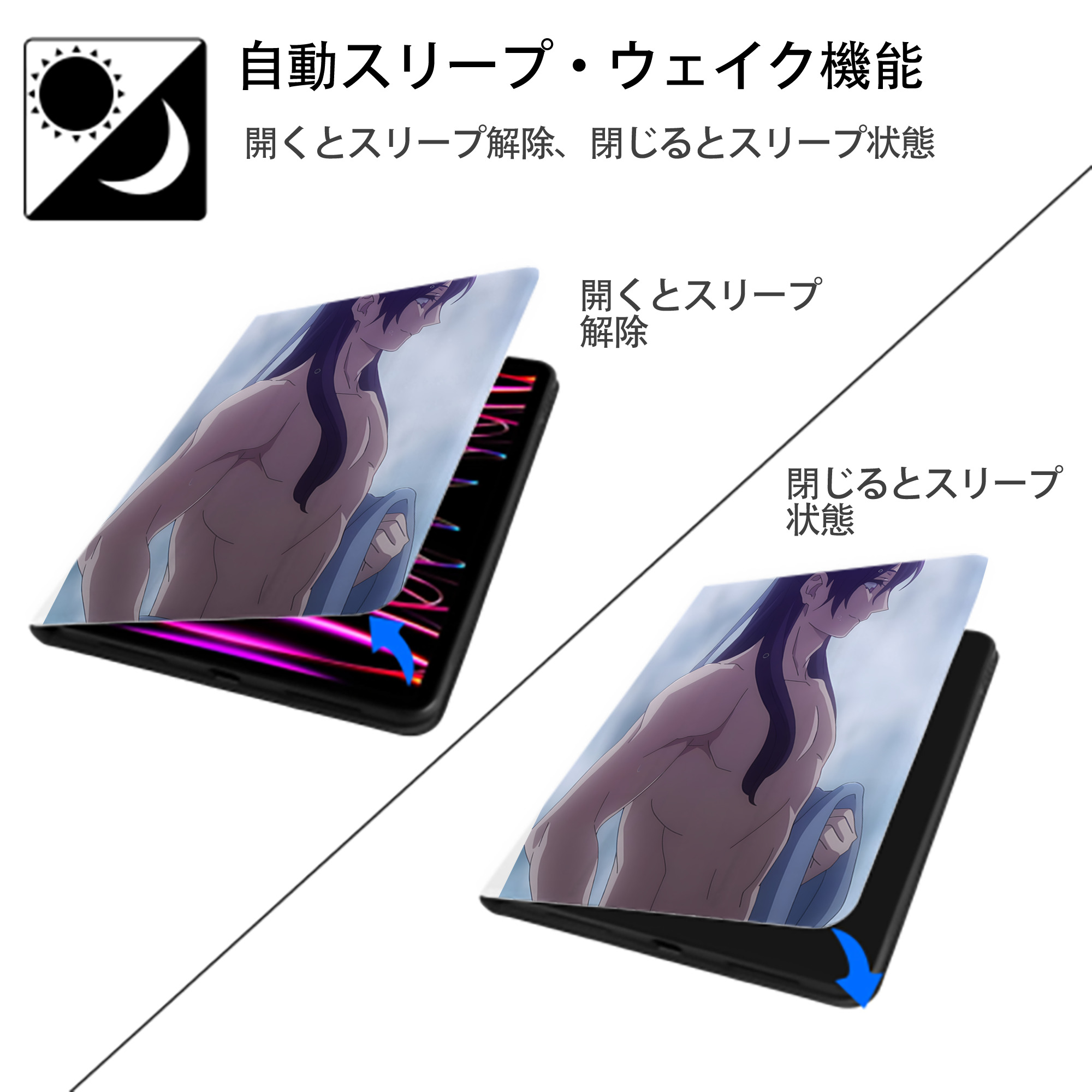 薬屋のひとりごと The Apothecary Diaries IPad ケース ペン収納付き 三つ折りスタンド PUレザー×シリコン 対応機種9.5/10.5/10.9インチ