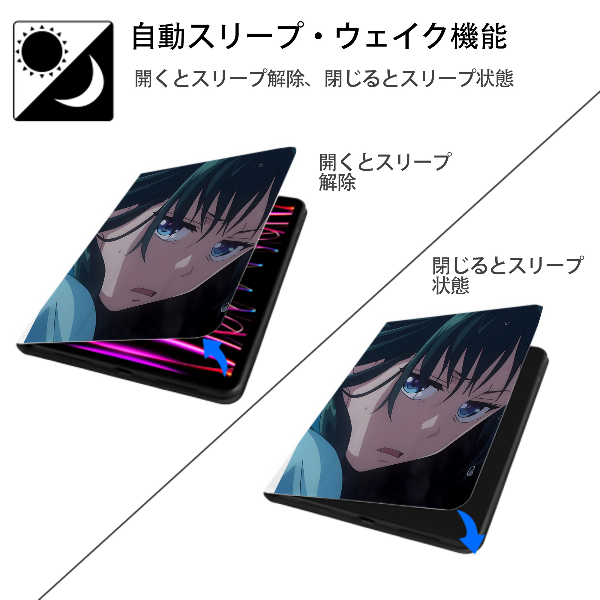 薬屋のひとりごと The Apothecary Diaries IPad ケース ペン収納付き 三つ折りスタンド PUレザー×シリコン 対応機種9.5/10.5/10.9インチ