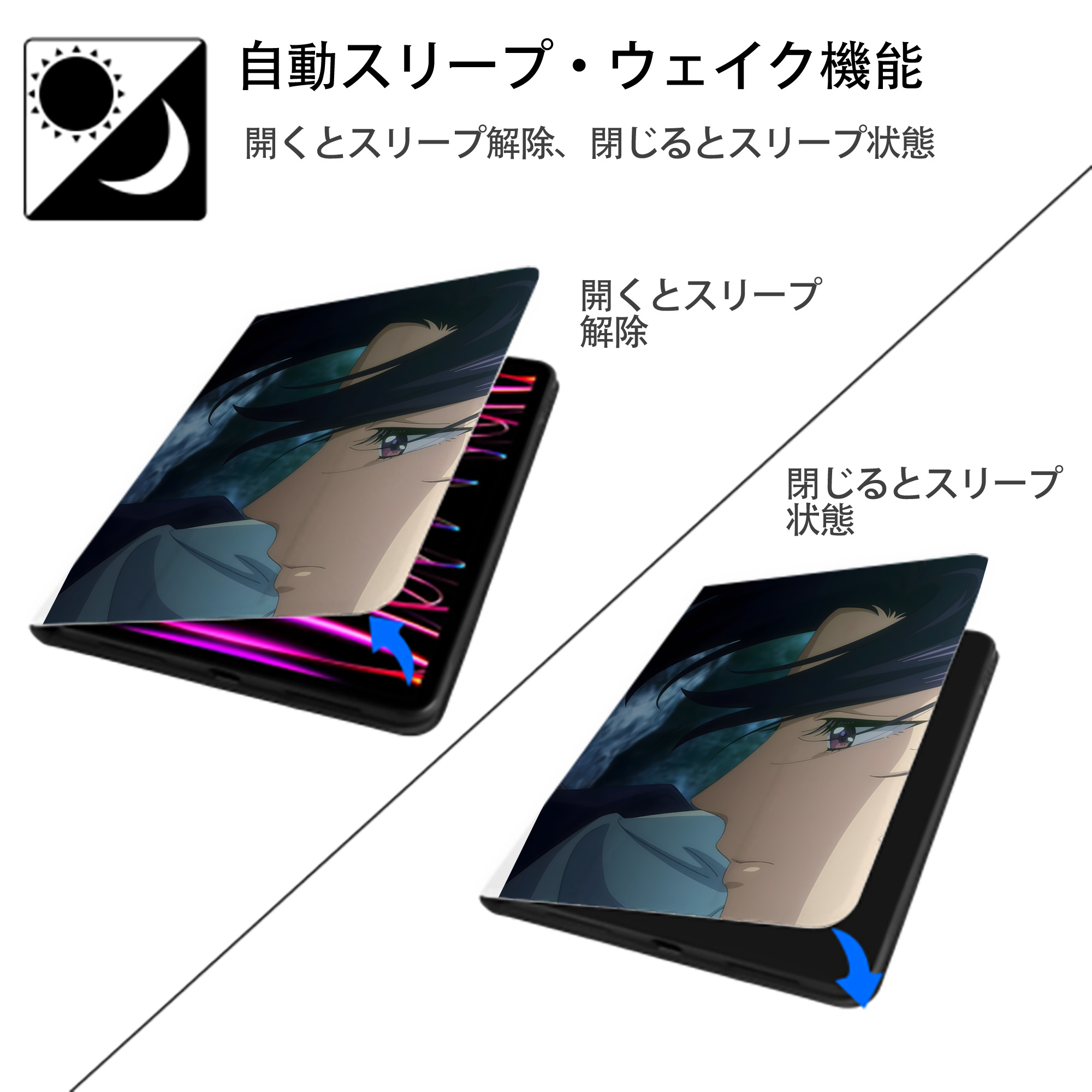 薬屋のひとりごと The Apothecary Diaries IPad ケース ペン収納付き 三つ折りスタンド PUレザー×シリコン 対応機種9.5/10.5/10.9インチ