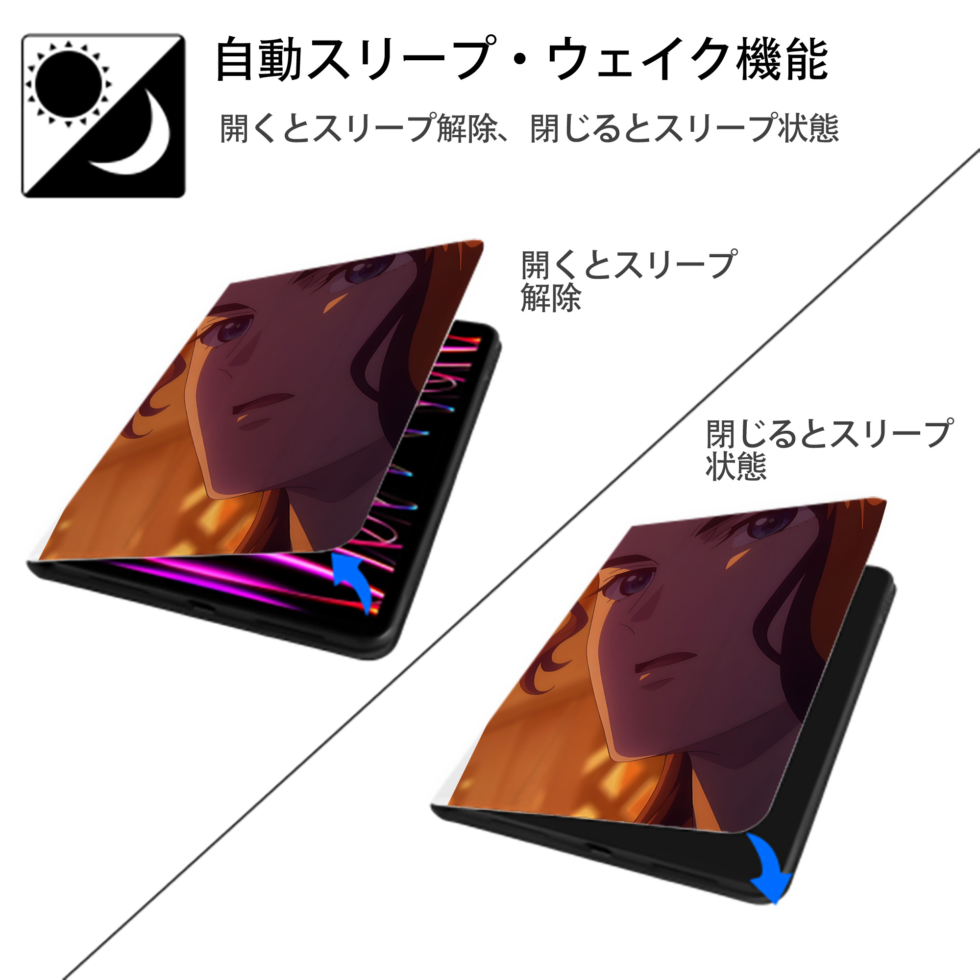 薬屋のひとりごと The Apothecary Diaries IPad ケース ペン収納付き 三つ折りスタンド PUレザー×シリコン 対応機種9.5/10.5/10.9インチ