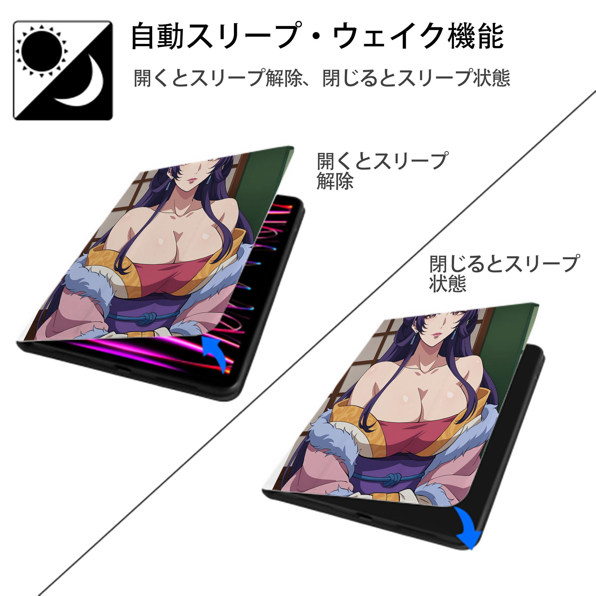 薬屋のひとりごと The Apothecary Diaries IPad ケース ペン収納付き 三つ折りスタンド PUレザー×シリコン 対応機種9.5/10.5/10.9インチ