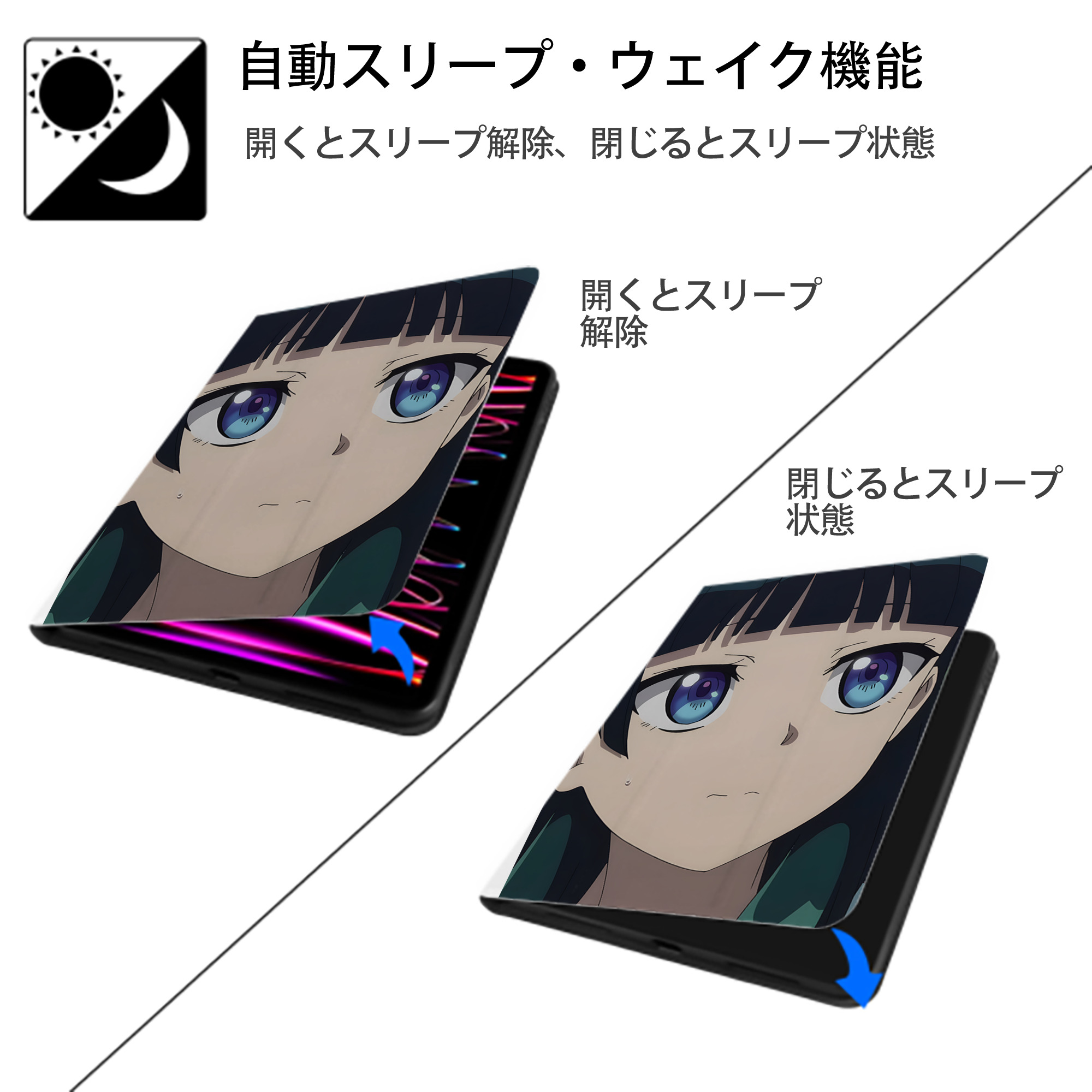 薬屋のひとりごと The Apothecary Diaries IPad ケース ペン収納付き 三つ折りスタンド PUレザー×シリコン 対応機種9.5/10.5/10.9インチ
