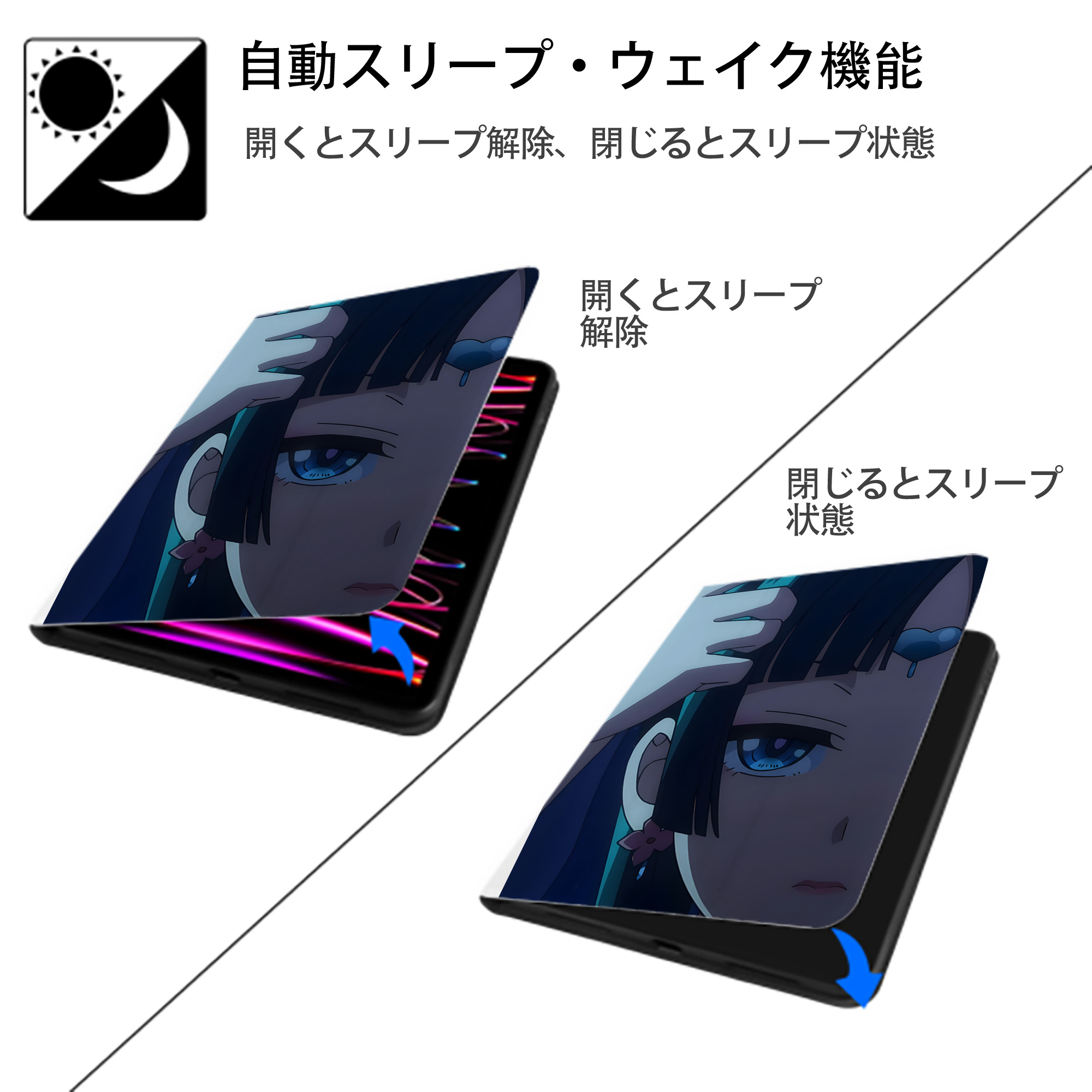 薬屋のひとりごと The Apothecary Diaries IPad ケース ペン収納付き 三つ折りスタンド PUレザー×シリコン 対応機種9.5/10.5/10.9インチ