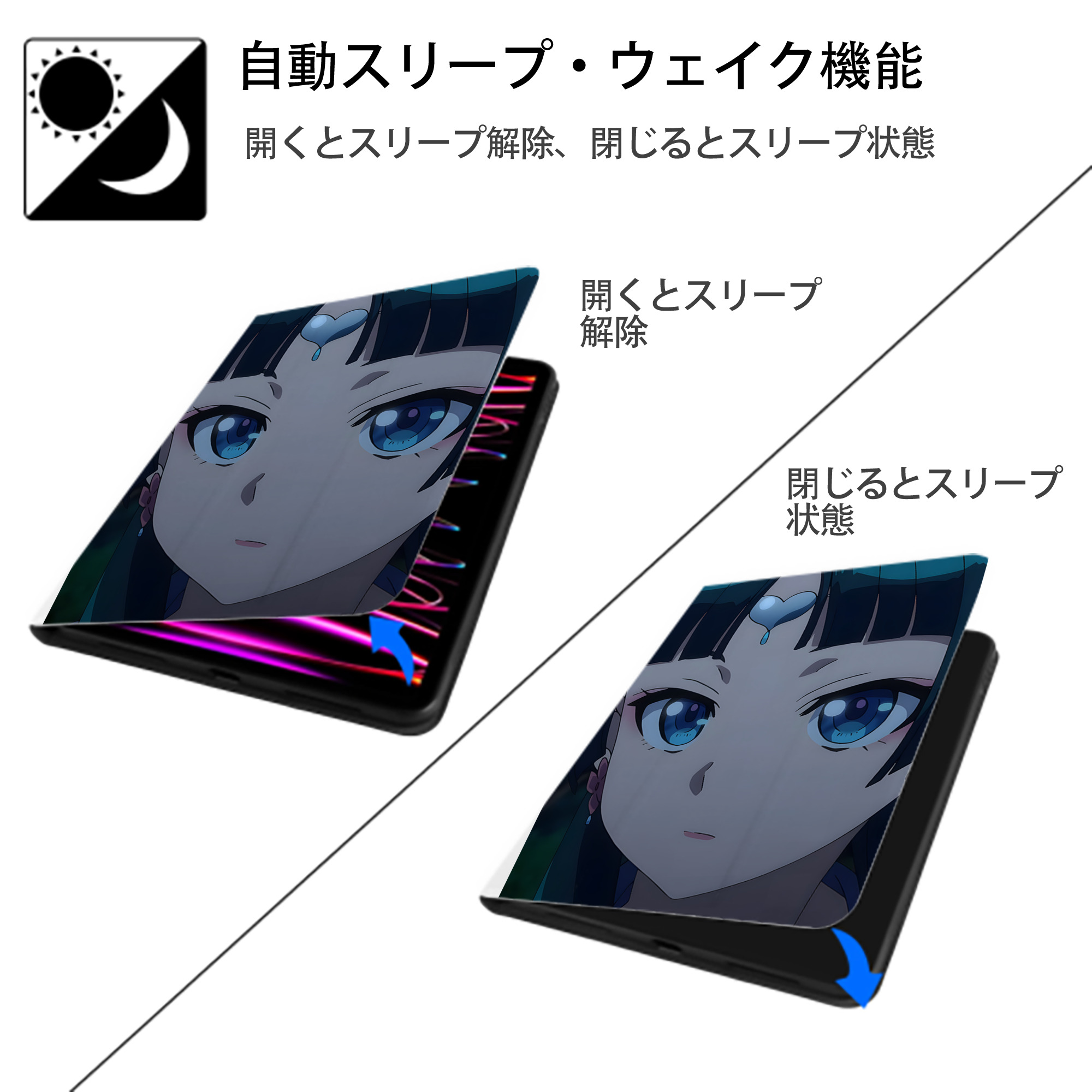 薬屋のひとりごと The Apothecary Diaries IPad ケース ペン収納付き 三つ折りスタンド PUレザー×シリコン 対応機種9.5/10.5/10.9インチ