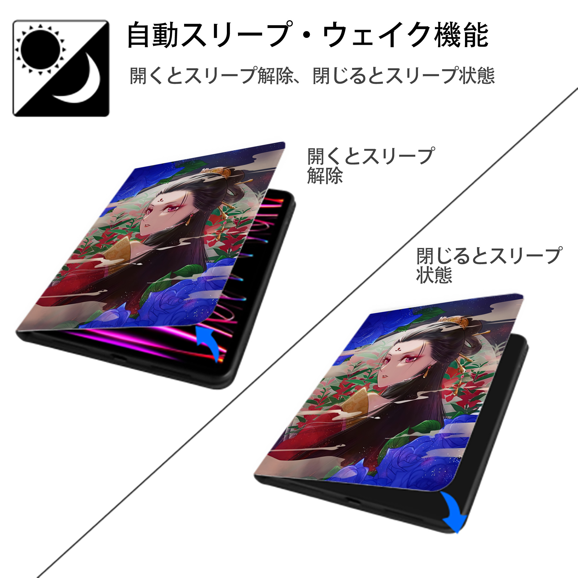 薬屋のひとりごと The Apothecary Diaries IPad ケース ペン収納付き 三つ折りスタンド PUレザー×シリコン 対応機種9.5/10.5/10.9インチ