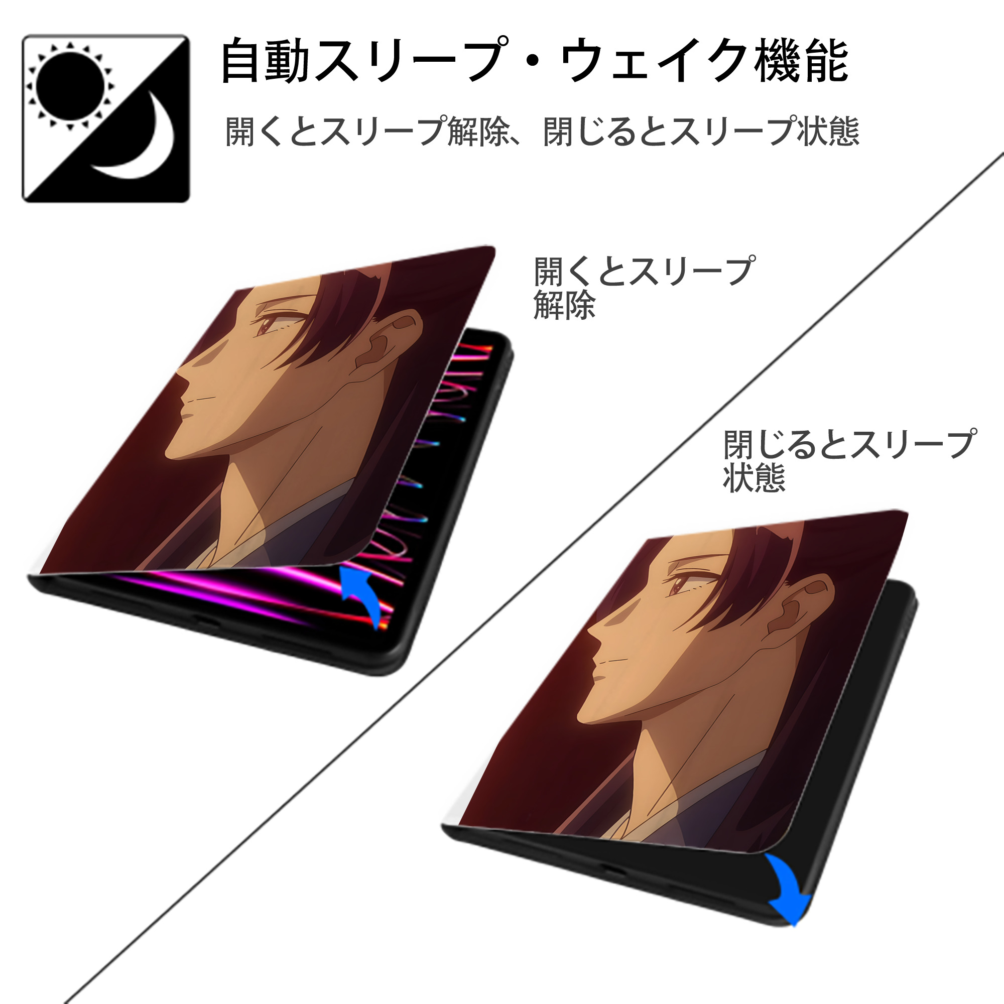 薬屋のひとりごと The Apothecary Diaries IPad ケース ペン収納付き 三つ折りスタンド PUレザー×シリコン 対応機種9.5/10.5/10.9インチ