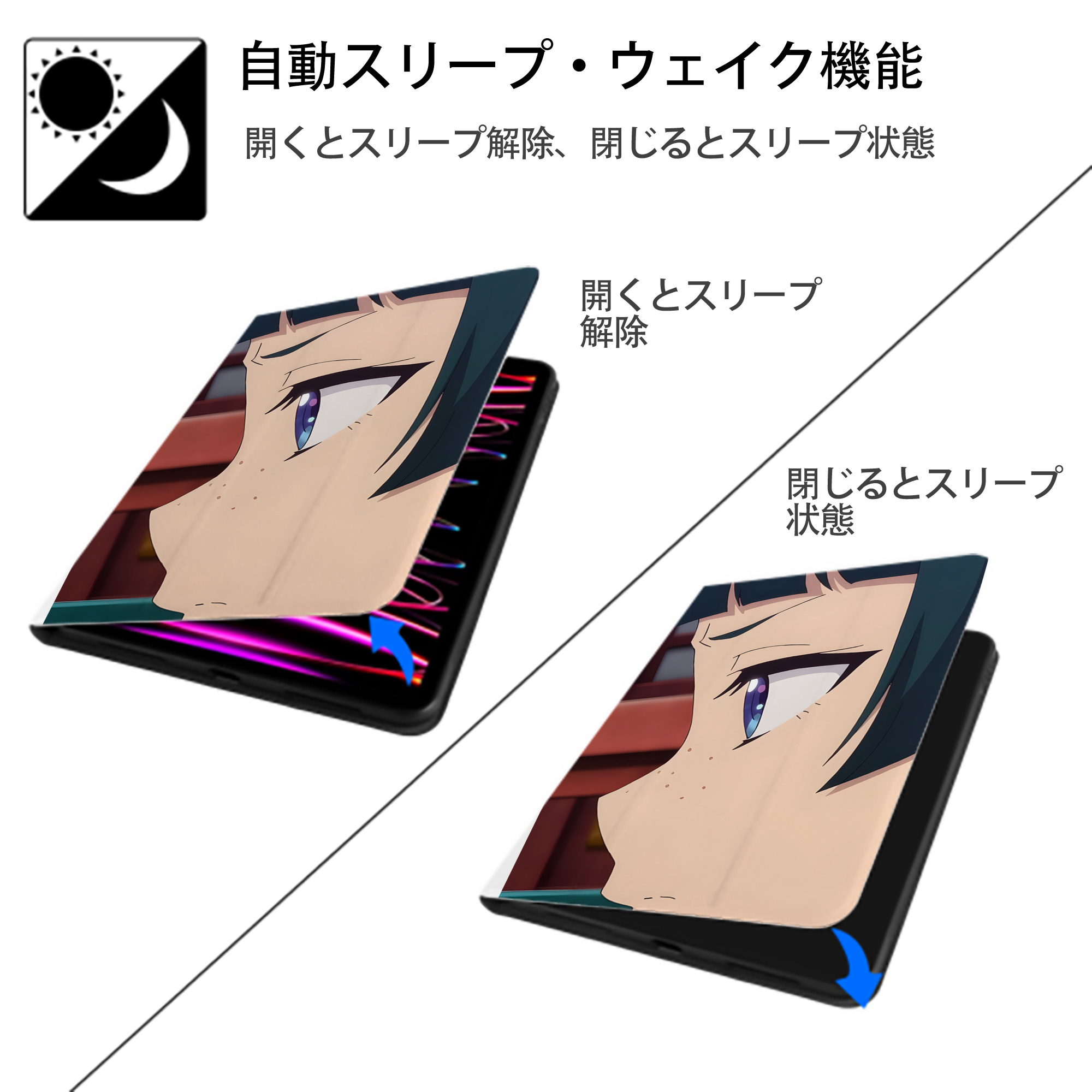 薬屋のひとりごと The Apothecary Diaries IPad ケース ペン収納付き 三つ折りスタンド PUレザー×シリコン 対応機種9.5/10.5/10.9インチ