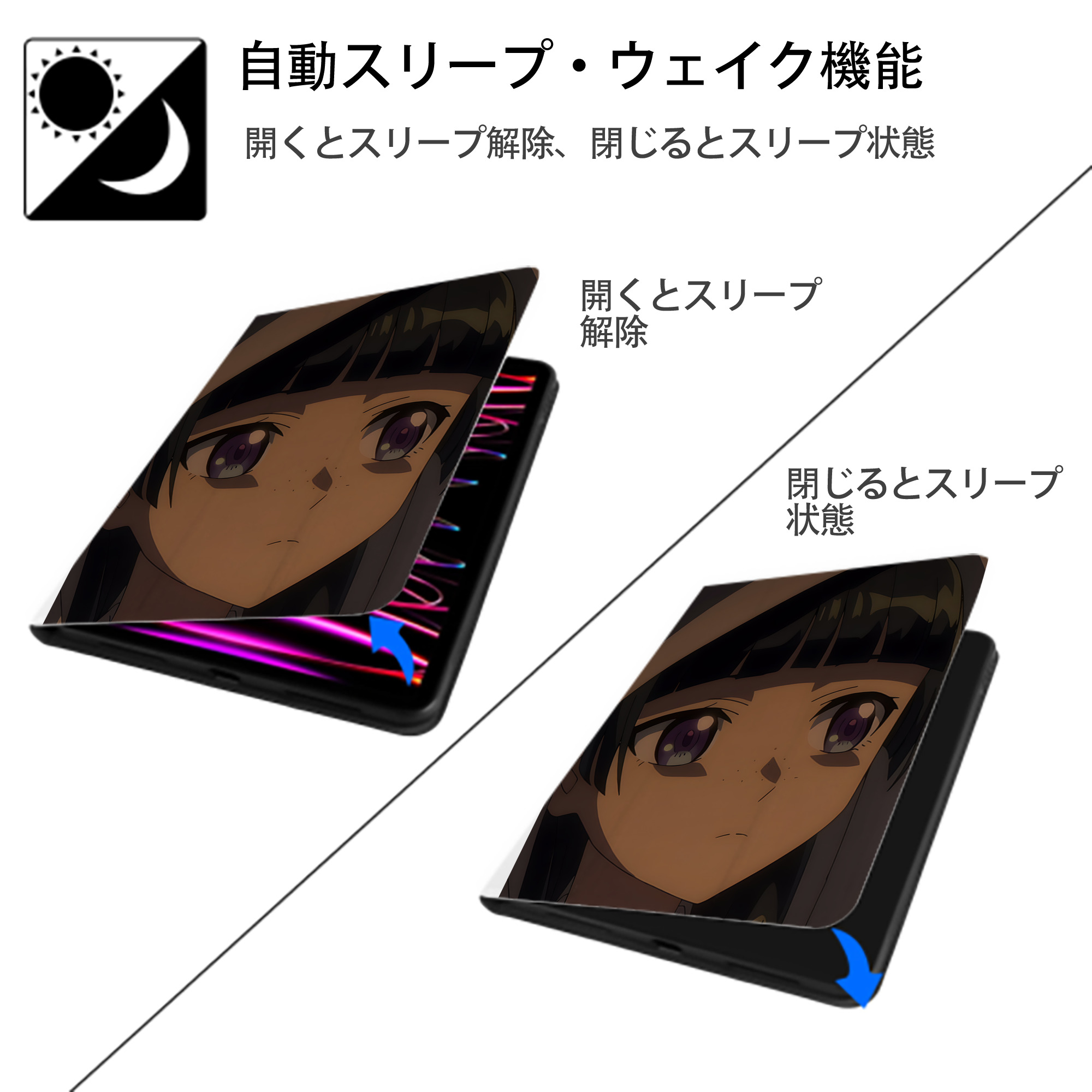 薬屋のひとりごと The Apothecary Diaries IPad ケース ペン収納付き 三つ折りスタンド PUレザー×シリコン 対応機種9.5/10.5/10.9インチ