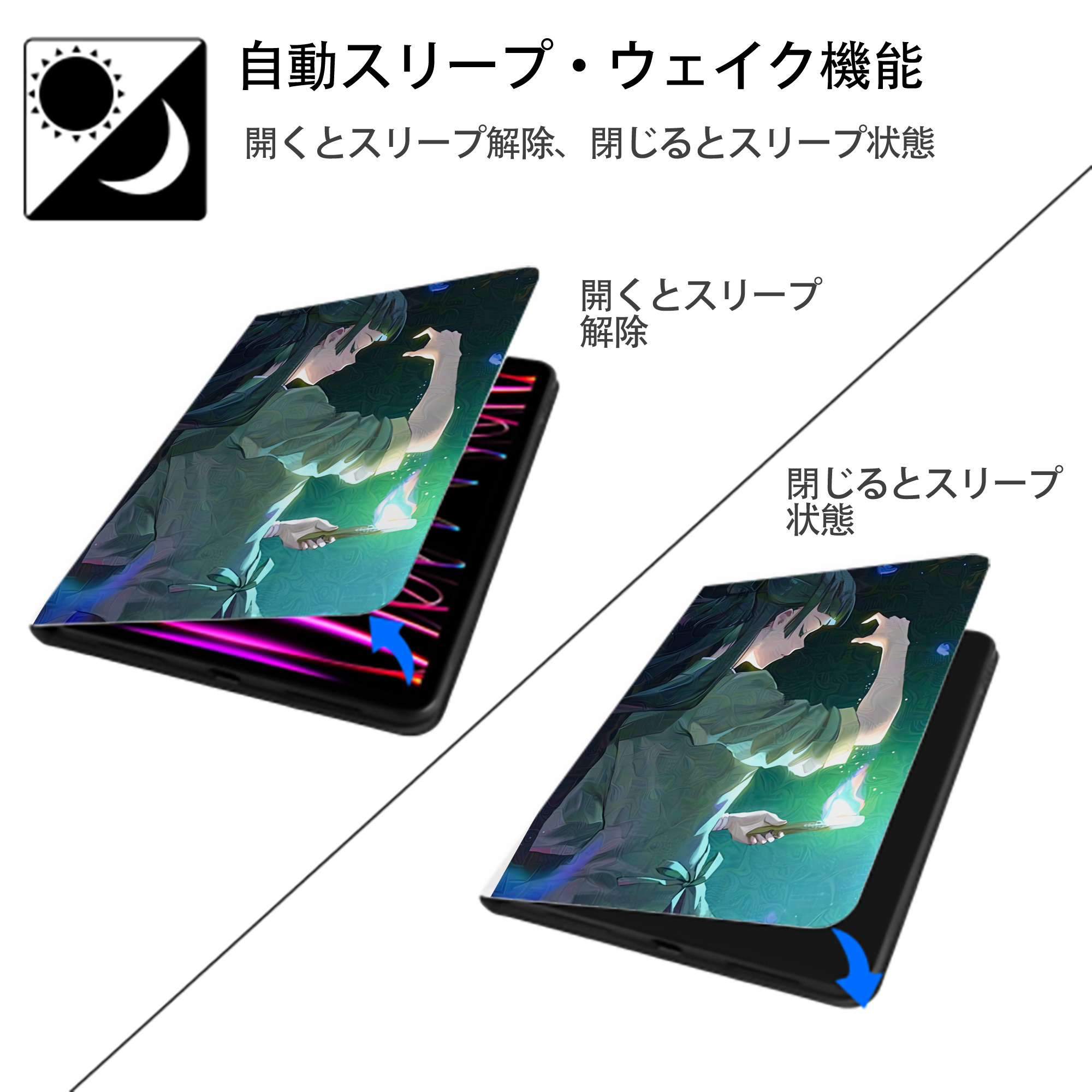 薬屋のひとりごと The Apothecary Diaries IPad ケース ペン収納付き 三つ折りスタンド PUレザー×シリコン 対応機種9.5/10.5/10.9インチ