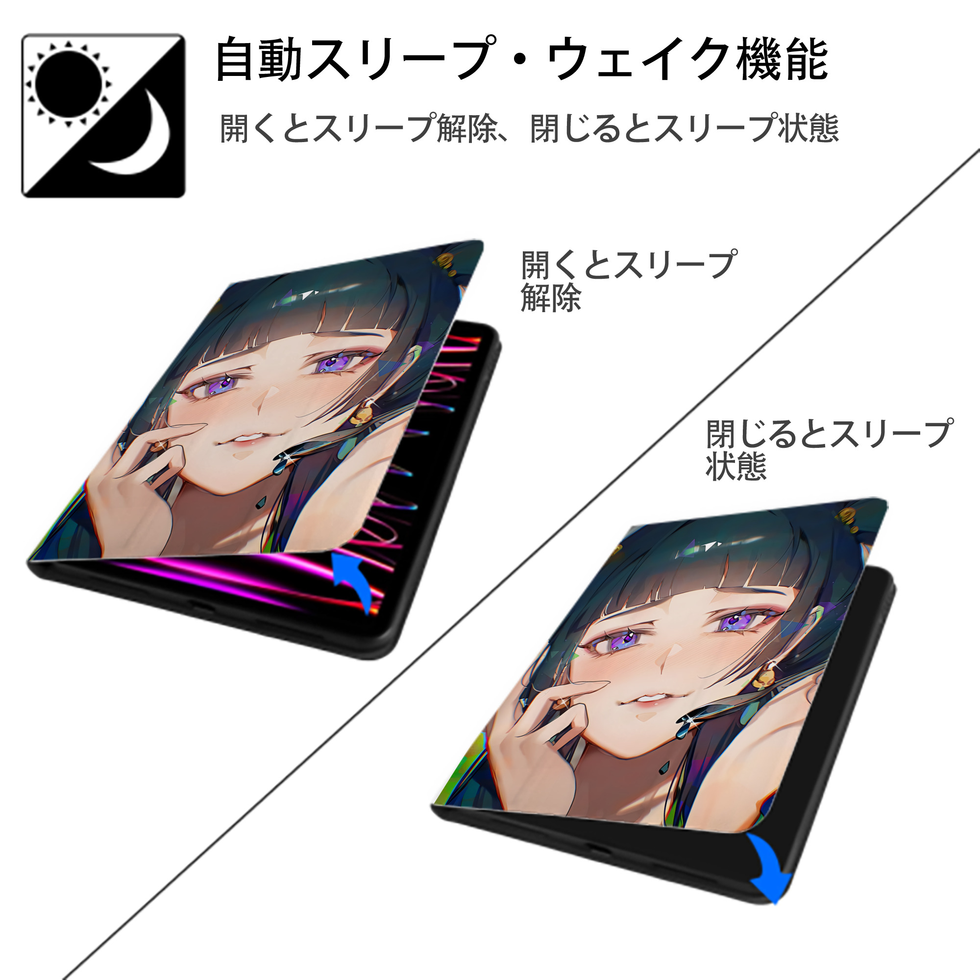 薬屋のひとりごと The Apothecary Diaries IPad ケース ペン収納付き 三つ折りスタンド PUレザー×シリコン 対応機種9.5/10.5/10.9インチ