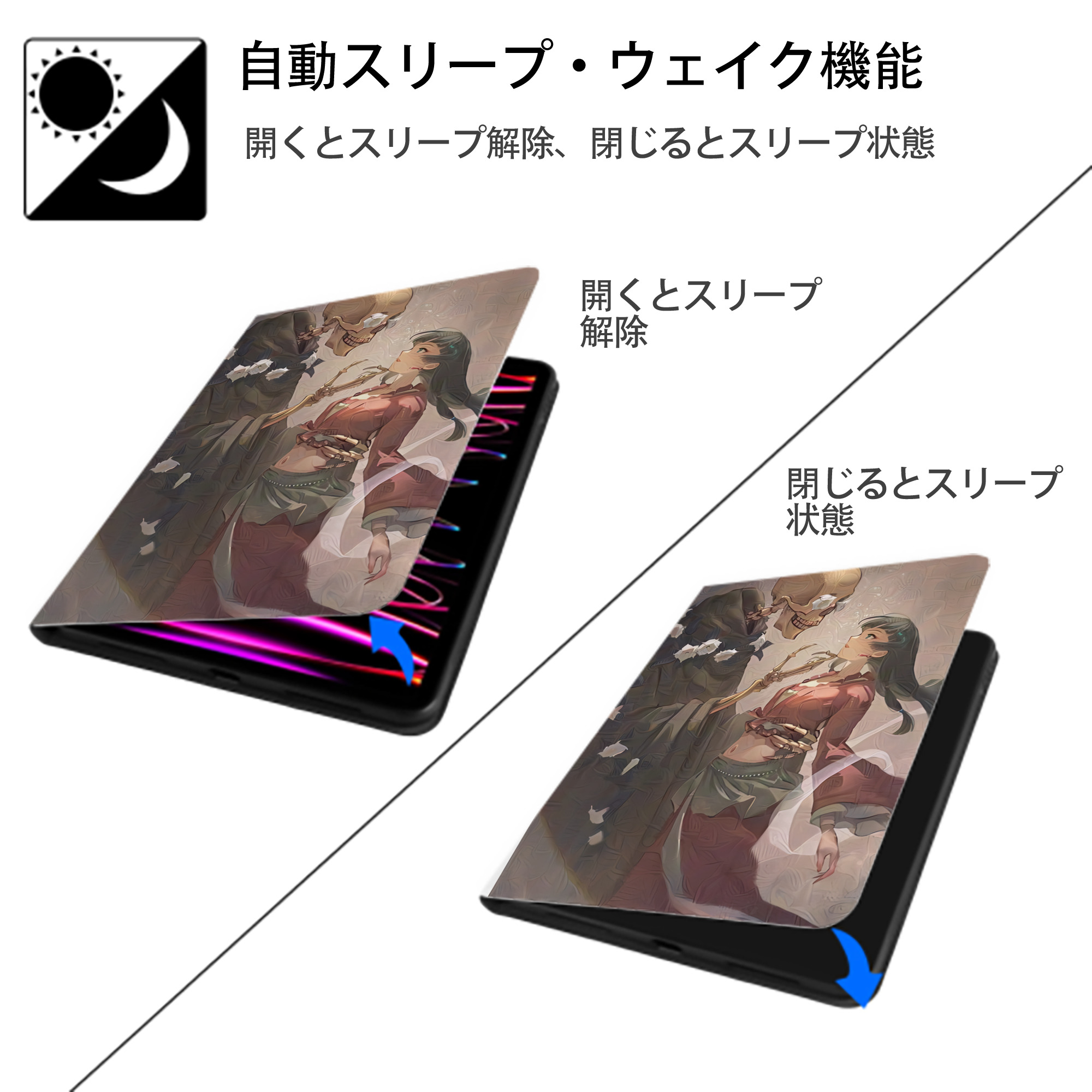 薬屋のひとりごと The Apothecary Diaries IPad ケース ペン収納付き 三つ折りスタンド PUレザー×シリコン 対応機種9.5/10.5/10.9インチ