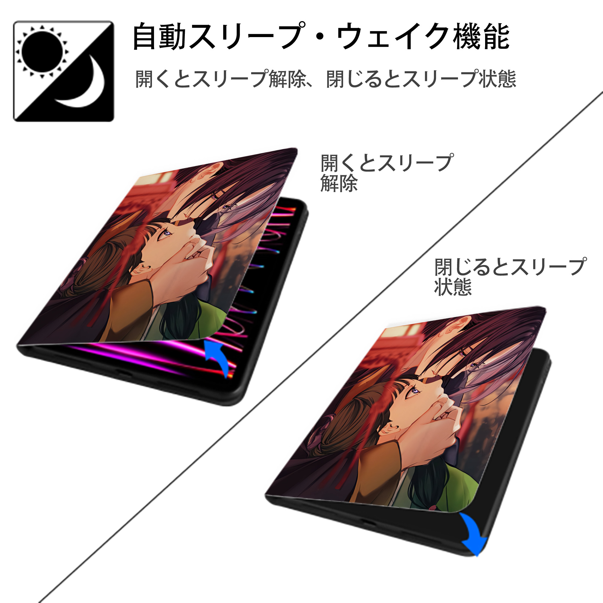 薬屋のひとりごと The Apothecary Diaries IPad ケース ペン収納付き 三つ折りスタンド PUレザー×シリコン 対応機種9.5/10.5/10.9インチ