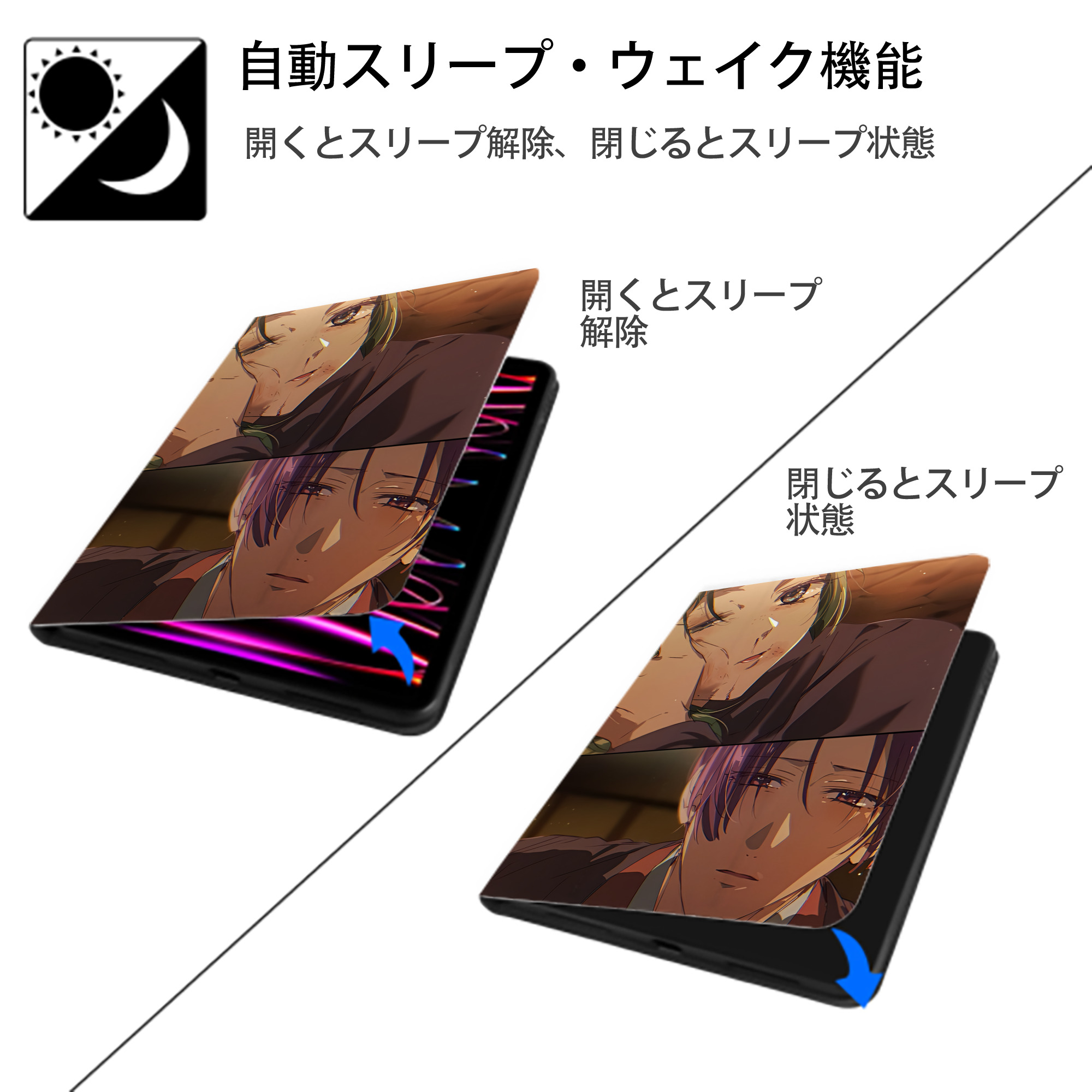 薬屋のひとりごと The Apothecary Diaries IPad ケース ペン収納付き 三つ折りスタンド PUレザー×シリコン 対応機種9.5/10.5/10.9インチ