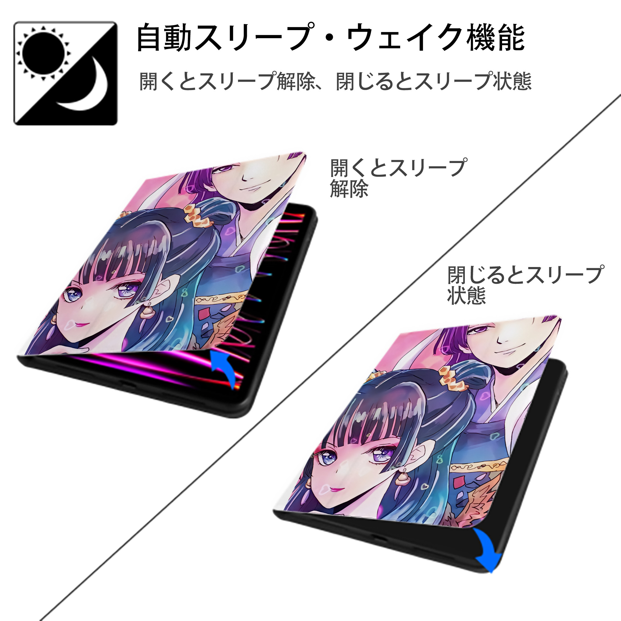 薬屋のひとりごと The Apothecary Diaries IPad ケース ペン収納付き 三つ折りスタンド PUレザー×シリコン 対応機種9.5/10.5/10.9インチ