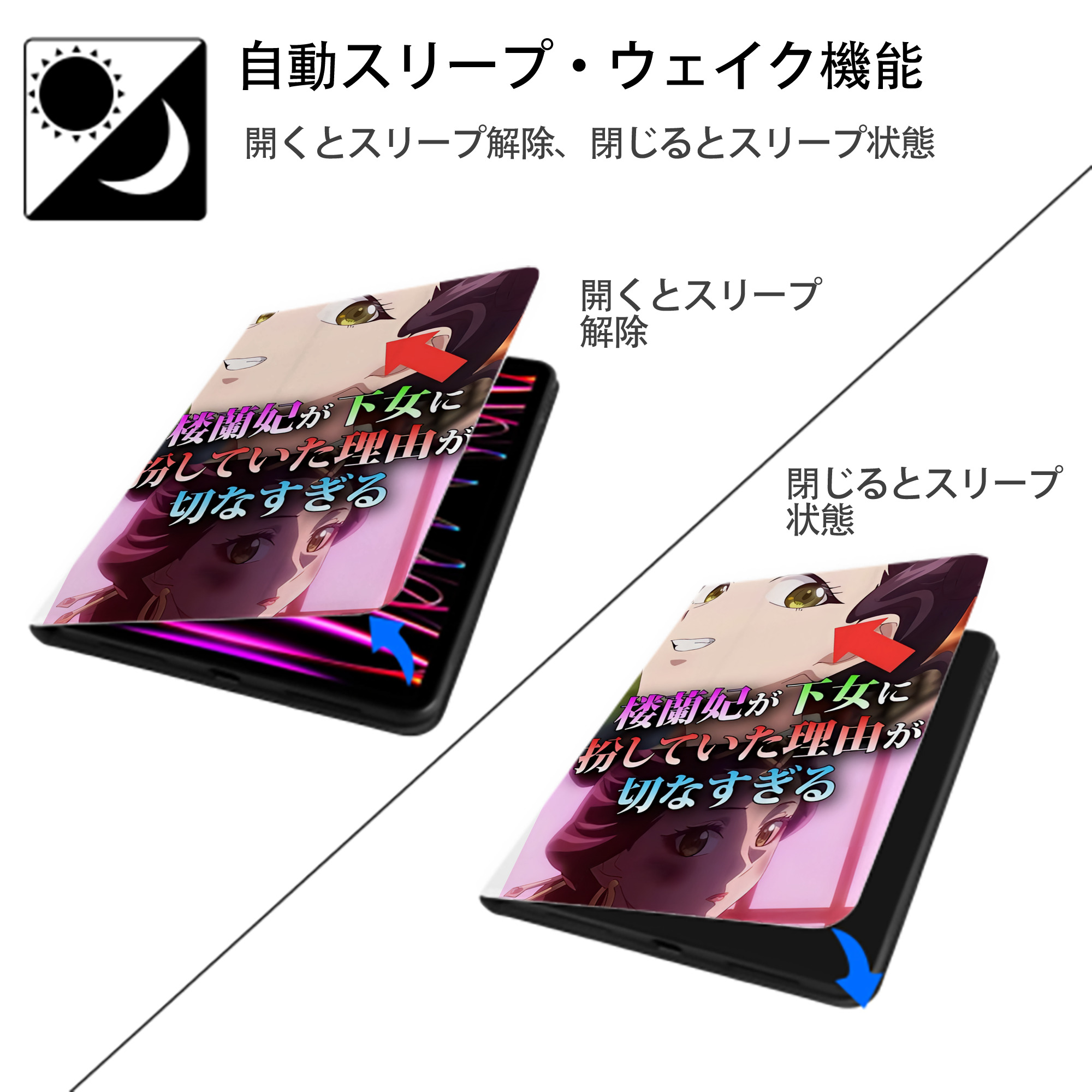 薬屋のひとりごと The Apothecary Diaries IPad ケース ペン収納付き 三つ折りスタンド PUレザー×シリコン 対応機種9.5/10.5/10.9インチ