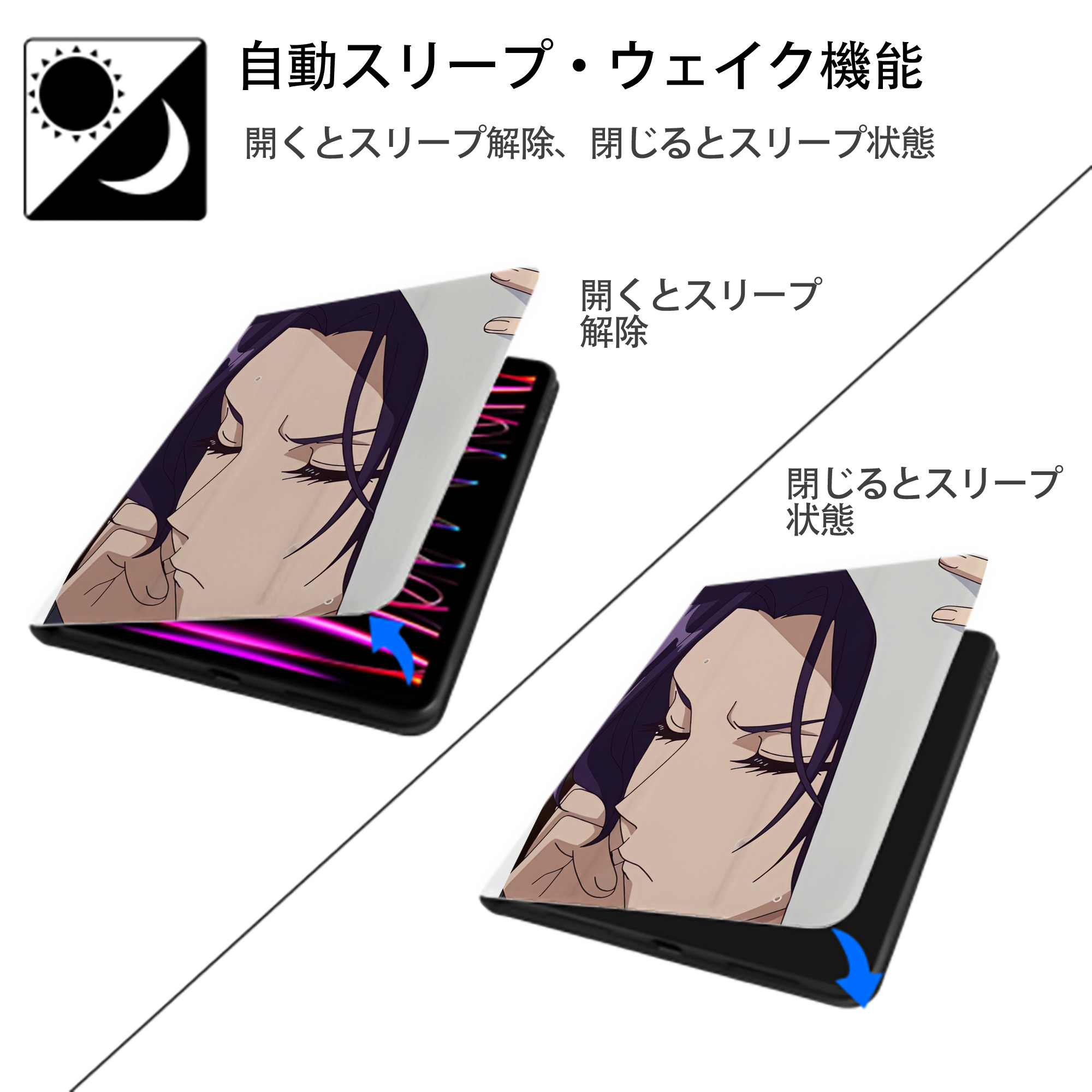 薬屋のひとりごと The Apothecary Diaries IPad ケース ペン収納付き 三つ折りスタンド PUレザー×シリコン 対応機種9.5/10.5/10.9インチ