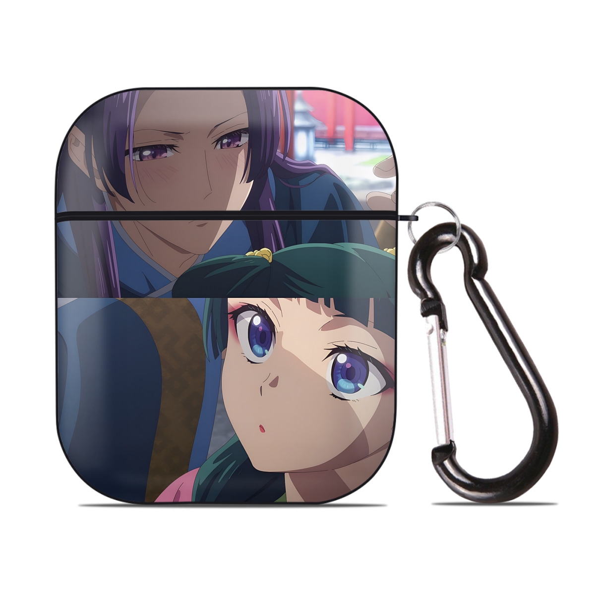 （画像用） 薬屋のひとりごと The Apothecary Diaries AirPods 第2世代保護ケース ハードシェル ブラック 耐衝撃・防指紋・カラビナ付き