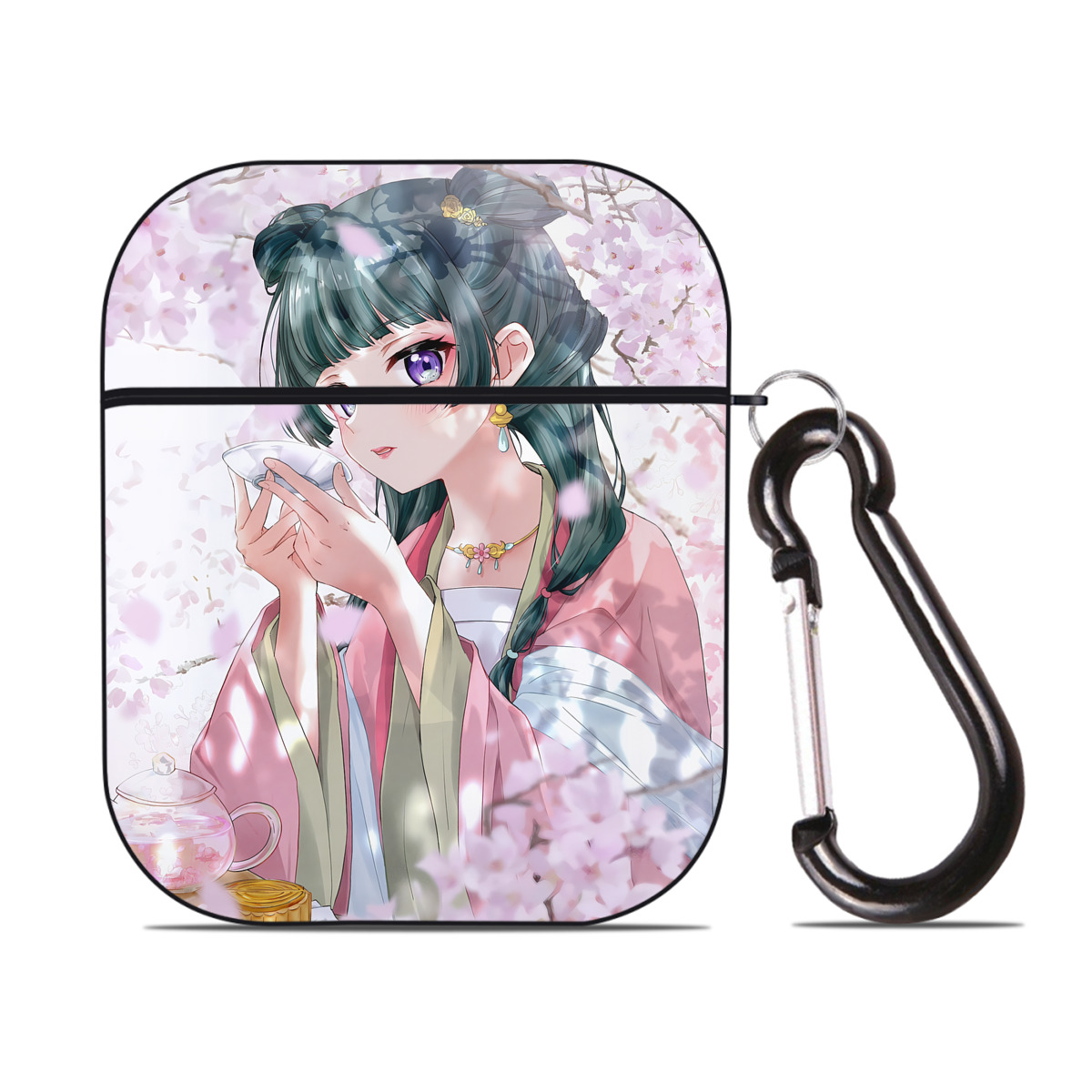 （画像用） 薬屋のひとりごと The Apothecary Diaries AirPods 第2世代保護ケース ハードシェル ブラック 耐衝撃・防指紋・カラビナ付き