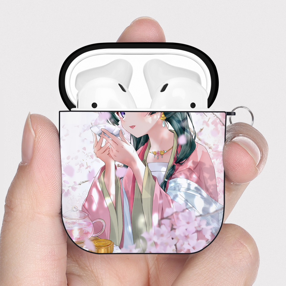 （画像用） 薬屋のひとりごと The Apothecary Diaries AirPods 第2世代保護ケース ハードシェル ブラック 耐衝撃・防指紋・カラビナ付き