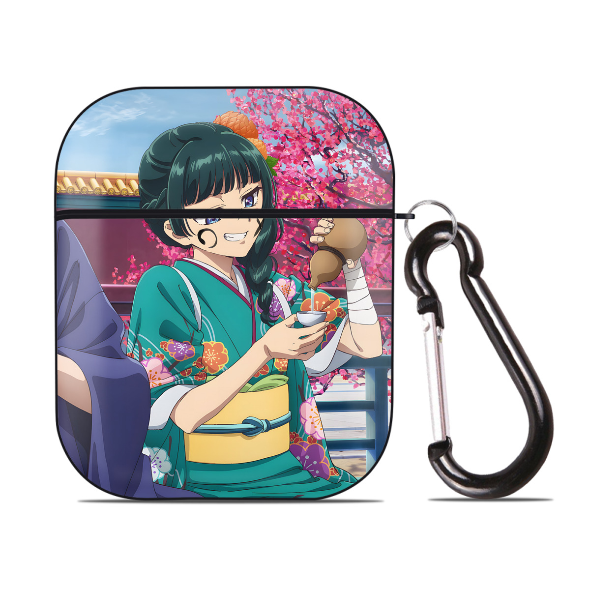 （画像用） 薬屋のひとりごと The Apothecary Diaries AirPods 第2世代保護ケース ハードシェル ブラック 耐衝撃・防指紋・カラビナ付き