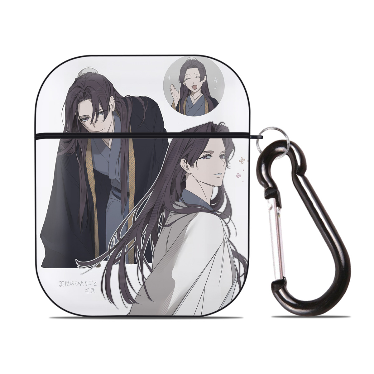 （画像用） 薬屋のひとりごと The Apothecary Diaries AirPods 第2世代保護ケース ハードシェル ブラック 耐衝撃・防指紋・カラビナ付き
