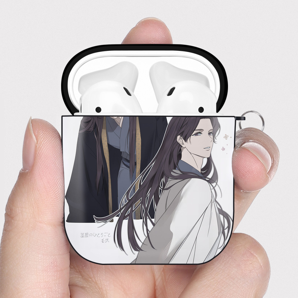 （画像用） 薬屋のひとりごと The Apothecary Diaries AirPods 第2世代保護ケース ハードシェル ブラック 耐衝撃・防指紋・カラビナ付き