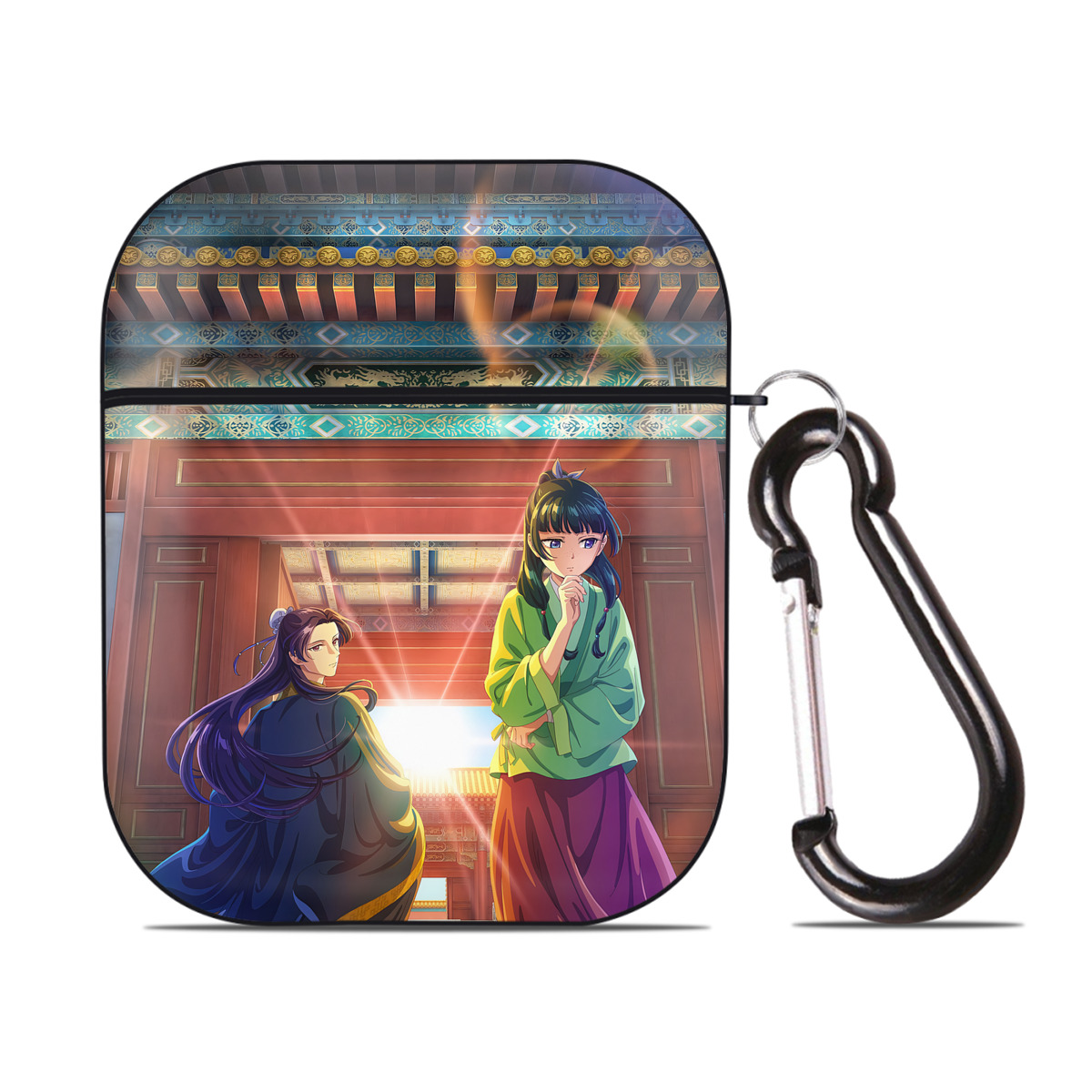 （画像用） 薬屋のひとりごと The Apothecary Diaries AirPods 第2世代保護ケース ハードシェル ブラック 耐衝撃・防指紋・カラビナ付き
