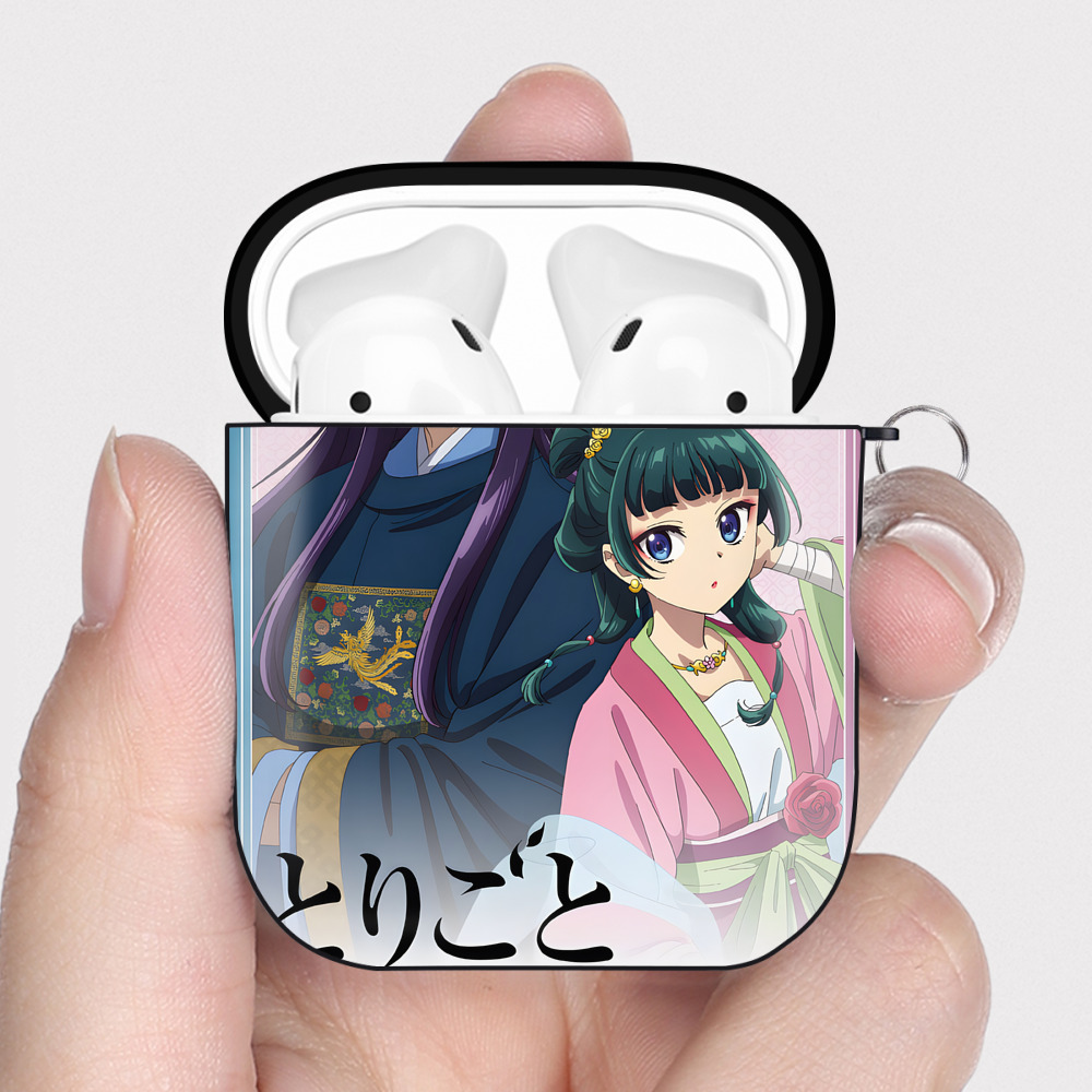（画像用） 薬屋のひとりごと The Apothecary Diaries AirPods 第2世代保護ケース ハードシェル ブラック 耐衝撃・防指紋・カラビナ付き