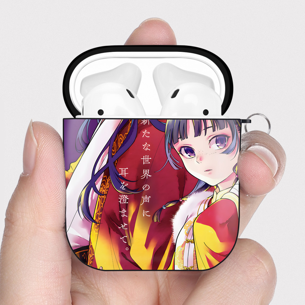 （画像用） 薬屋のひとりごと The Apothecary Diaries AirPods 第2世代保護ケース ハードシェル ブラック 耐衝撃・防指紋・カラビナ付き