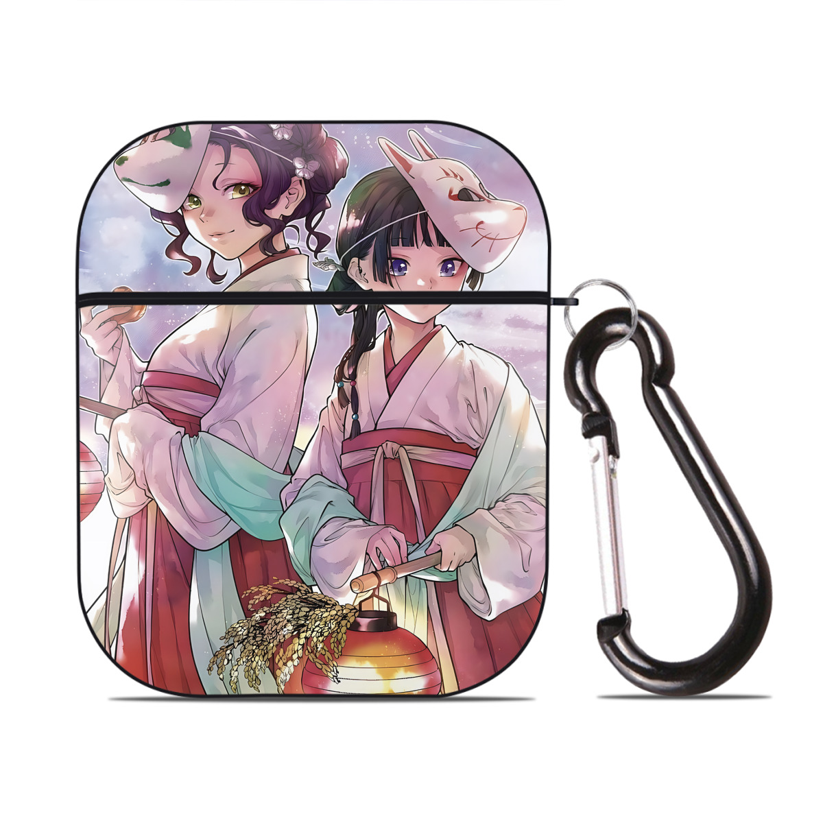 （画像用） 薬屋のひとりごと The Apothecary Diaries AirPods 第2世代保護ケース ハードシェル ブラック 耐衝撃・防指紋・カラビナ付き
