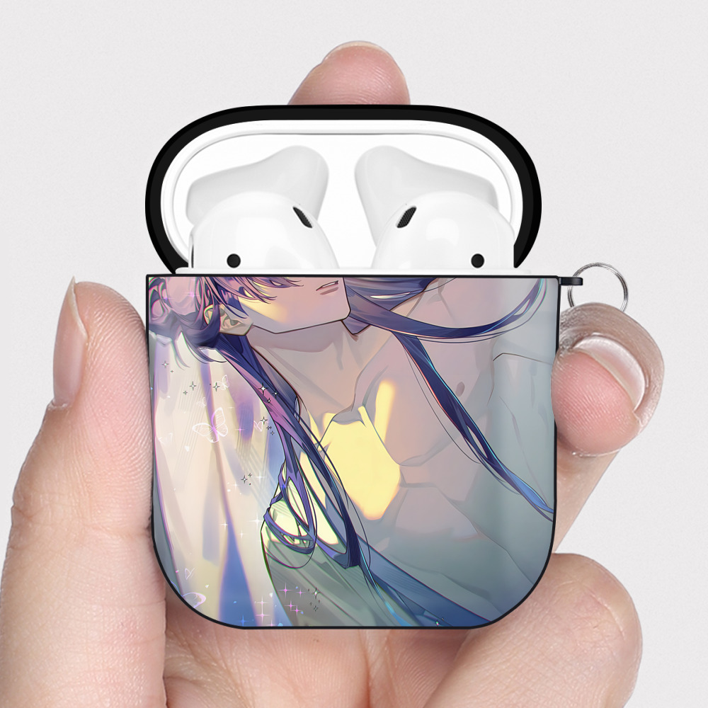 （画像用） 薬屋のひとりごと The Apothecary Diaries AirPods 第2世代保護ケース ハードシェル ブラック 耐衝撃・防指紋・カラビナ付き
