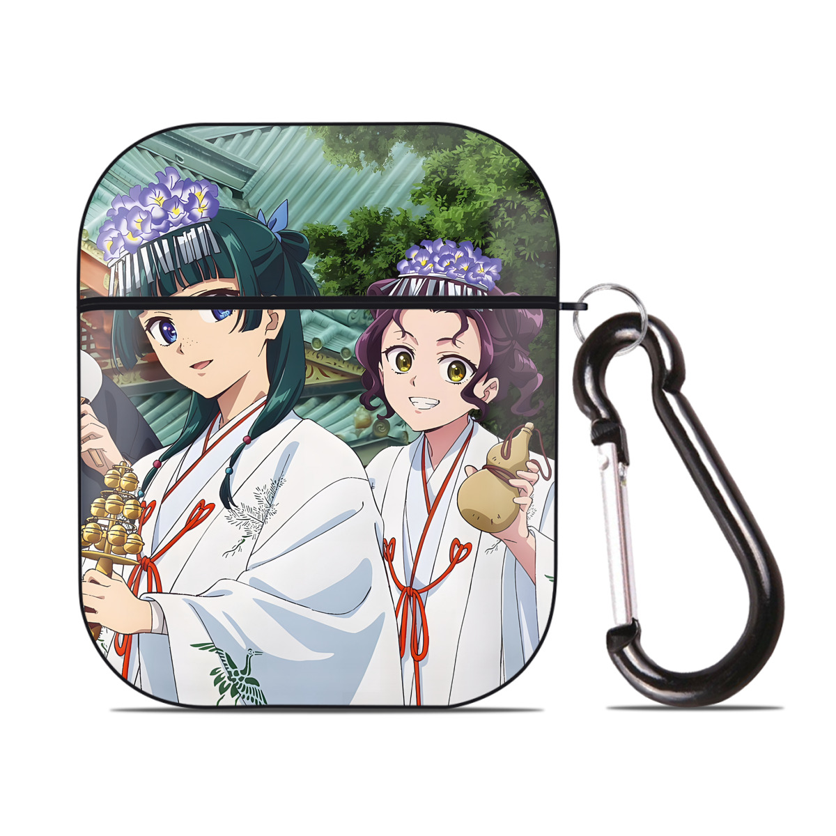 （画像用） 薬屋のひとりごと The Apothecary Diaries AirPods 第2世代保護ケース ハードシェル ブラック 耐衝撃・防指紋・カラビナ付き
