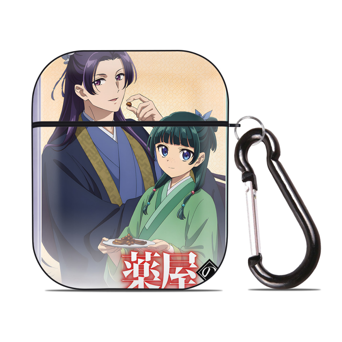 （画像用） 薬屋のひとりごと The Apothecary Diaries AirPods 第2世代保護ケース ハードシェル ブラック 耐衝撃・防指紋・カラビナ付き
