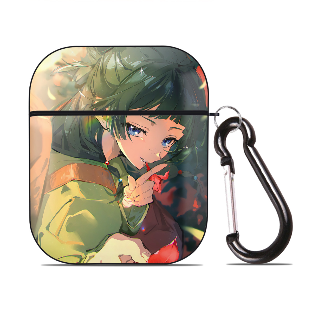 （画像用） 薬屋のひとりごと The Apothecary Diaries AirPods 第2世代保護ケース ハードシェル ブラック 耐衝撃・防指紋・カラビナ付き