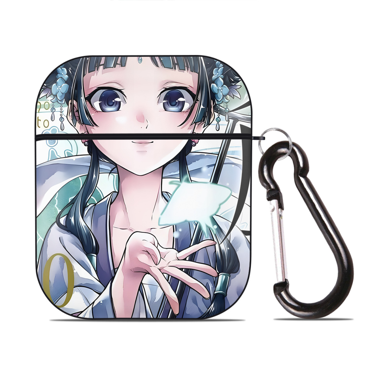 （画像用） 薬屋のひとりごと The Apothecary Diaries AirPods 第2世代保護ケース ハードシェル ブラック 耐衝撃・防指紋・カラビナ付き