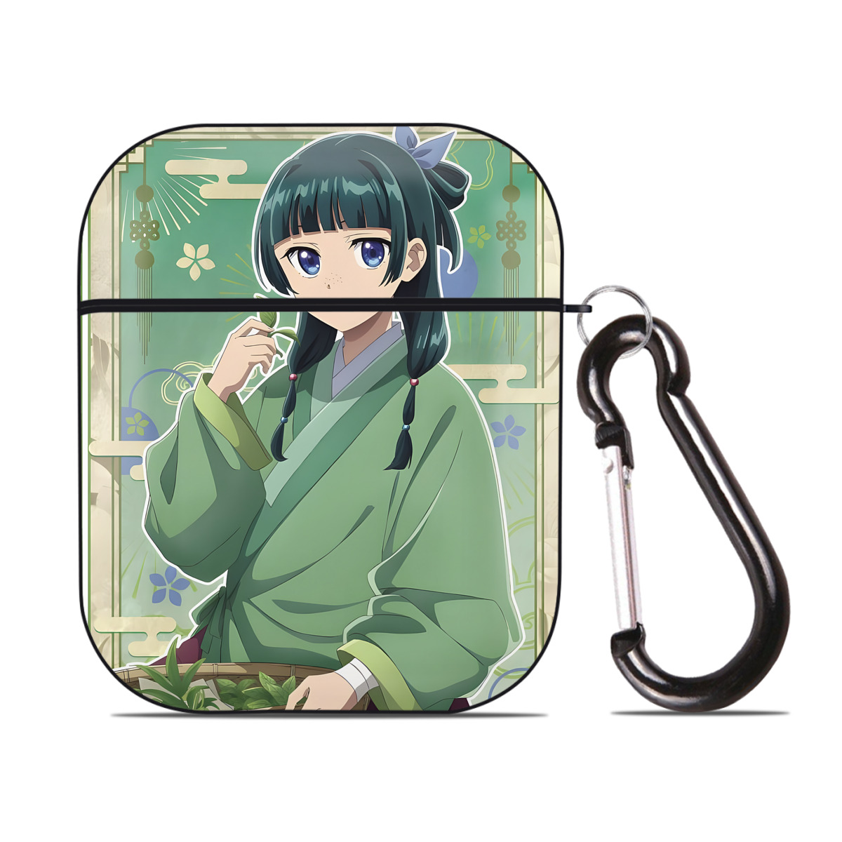 （画像用） 薬屋のひとりごと The Apothecary Diaries AirPods 第2世代保護ケース ハードシェル ブラック 耐衝撃・防指紋・カラビナ付き
