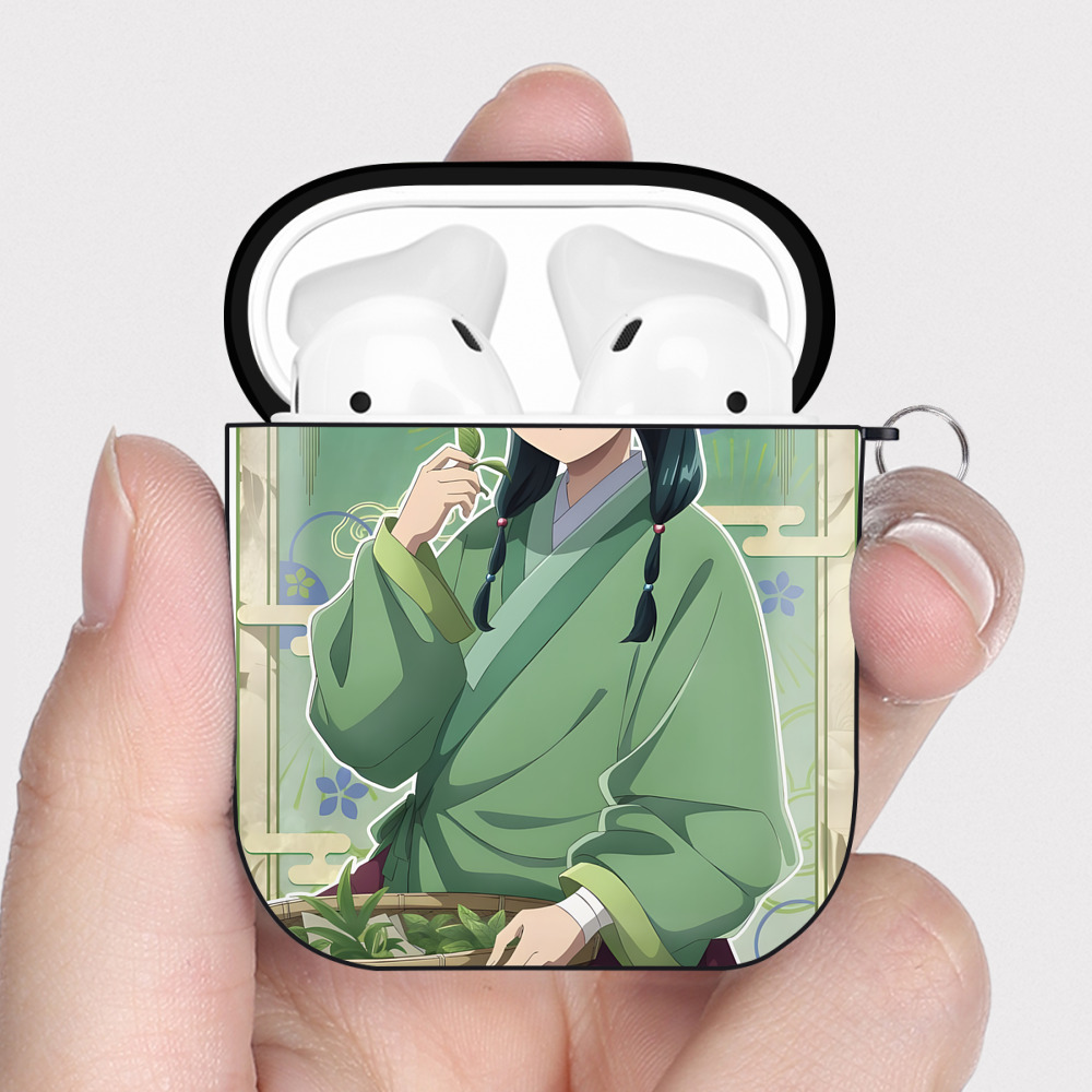 （画像用） 薬屋のひとりごと The Apothecary Diaries AirPods 第2世代保護ケース ハードシェル ブラック 耐衝撃・防指紋・カラビナ付き