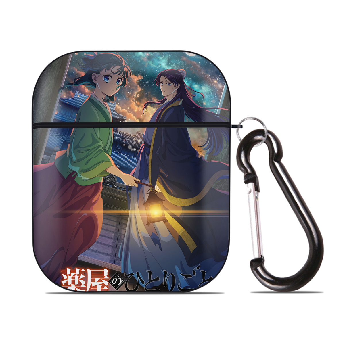 （画像用） 薬屋のひとりごと The Apothecary Diaries AirPods 第2世代保護ケース ハードシェル ブラック 耐衝撃・防指紋・カラビナ付き