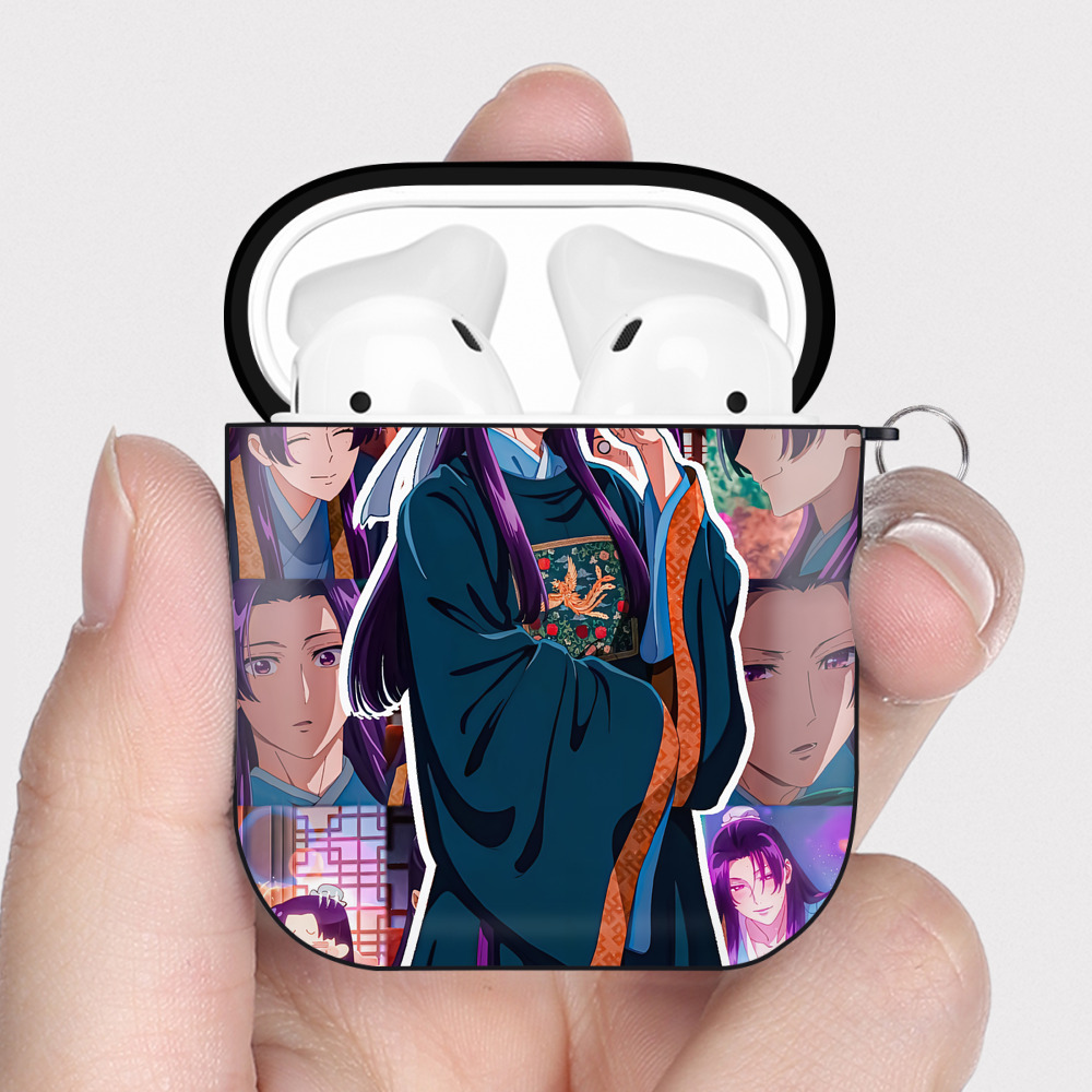 （画像用） 薬屋のひとりごと The Apothecary Diaries AirPods 第2世代保護ケース ハードシェル ブラック 耐衝撃・防指紋・カラビナ付き