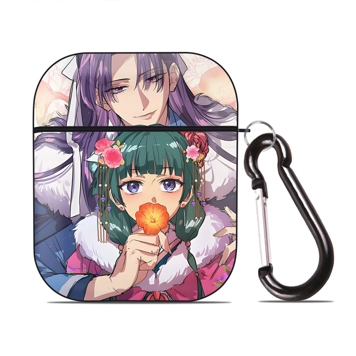 （画像用） 薬屋のひとりごと The Apothecary Diaries AirPods 第2世代保護ケース ハードシェル ブラック 耐衝撃・防指紋・カラビナ付き