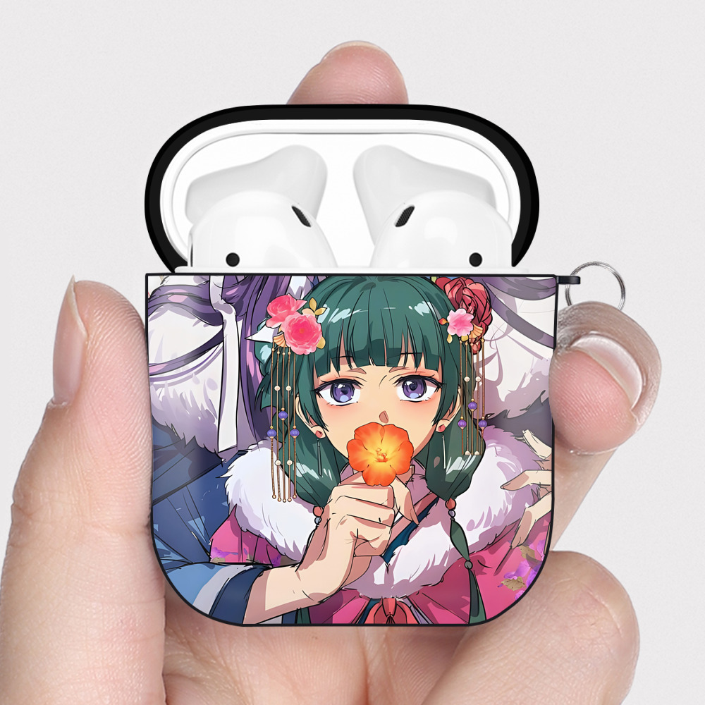 （画像用） 薬屋のひとりごと The Apothecary Diaries AirPods 第2世代保護ケース ハードシェル ブラック 耐衝撃・防指紋・カラビナ付き