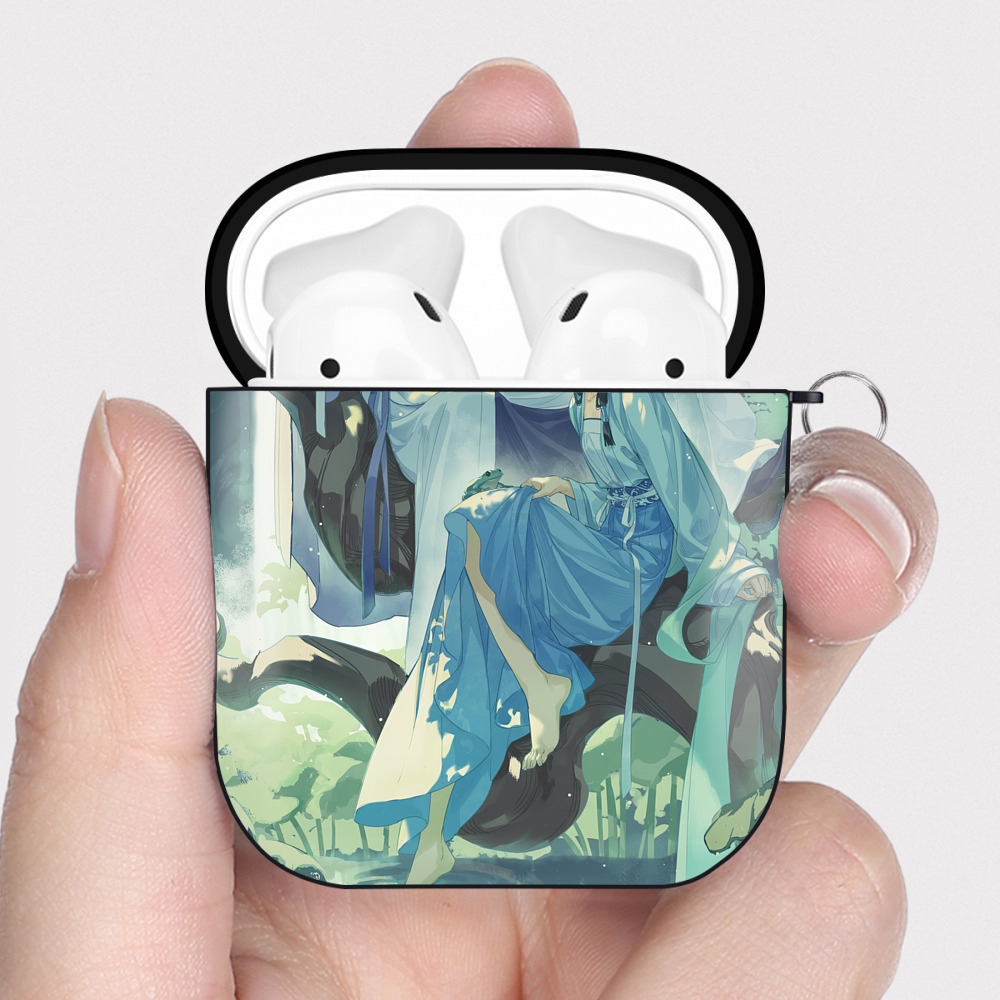 （画像用） 薬屋のひとりごと The Apothecary Diaries AirPods 第2世代保護ケース ハードシェル ブラック 耐衝撃・防指紋・カラビナ付き