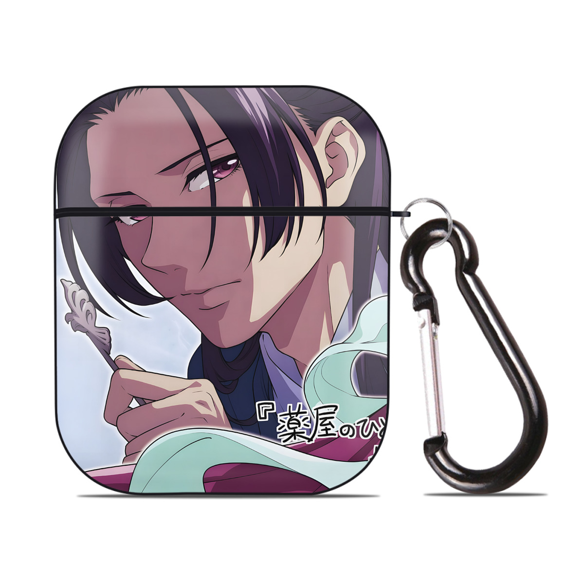 （画像用） 薬屋のひとりごと The Apothecary Diaries AirPods 第2世代保護ケース ハードシェル ブラック 耐衝撃・防指紋・カラビナ付き