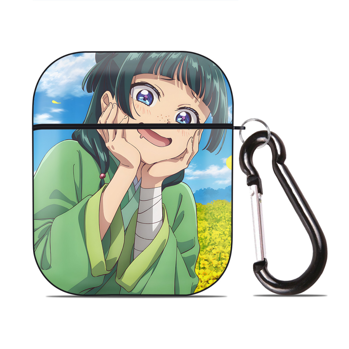 （画像用） 薬屋のひとりごと The Apothecary Diaries AirPods 第2世代保護ケース ハードシェル ブラック 耐衝撃・防指紋・カラビナ付き
