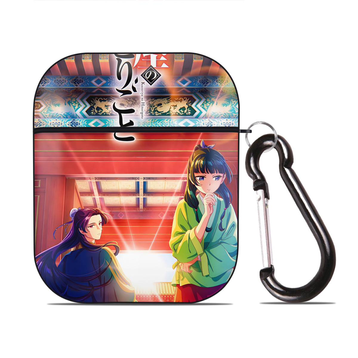 （画像用） 薬屋のひとりごと The Apothecary Diaries AirPods 第2世代保護ケース ハードシェル ブラック 耐衝撃・防指紋・カラビナ付き